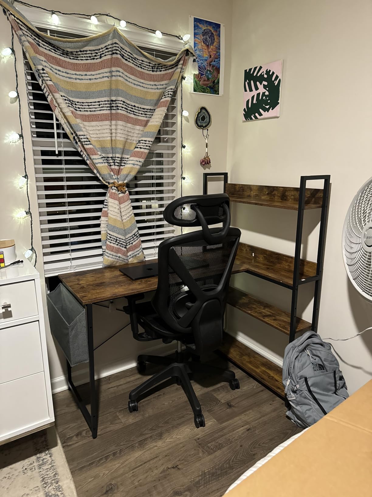 Treesland 47 Inch Computer Desk with Bookshelf, Corner Desk with Storage, L Shaped Desk, Home Office Desks, Writing Study Desk for Bedroom, Brown customer photo 2