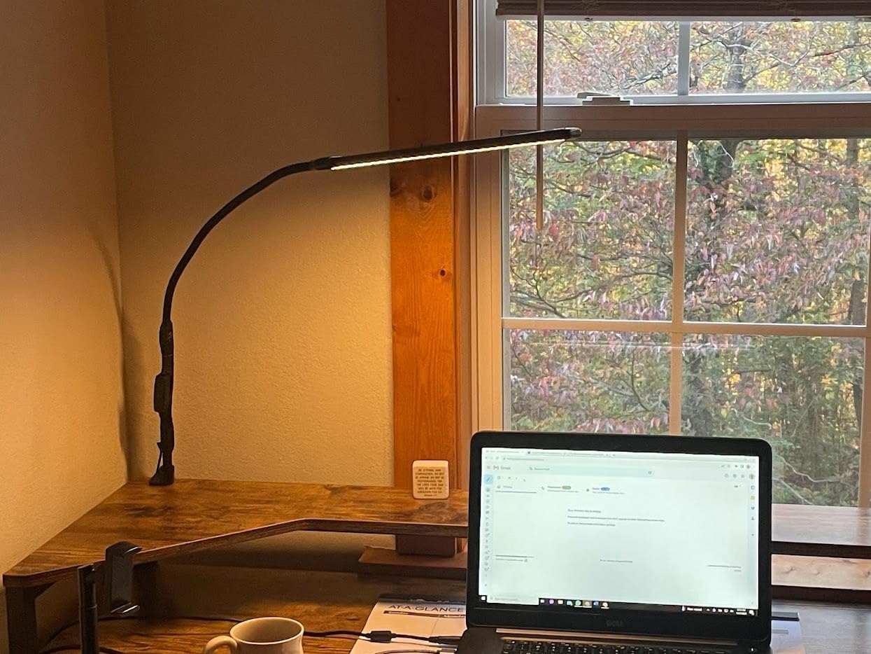18W 3000LM LED Clamp Desk Lamp, Dimmable | CRI 95 Eye-Caring Light with Remote & Touch Control, 360 Flexible Gooseneck, 3 Color Modes for Home Office, Bed, Crafting customer photo 2
