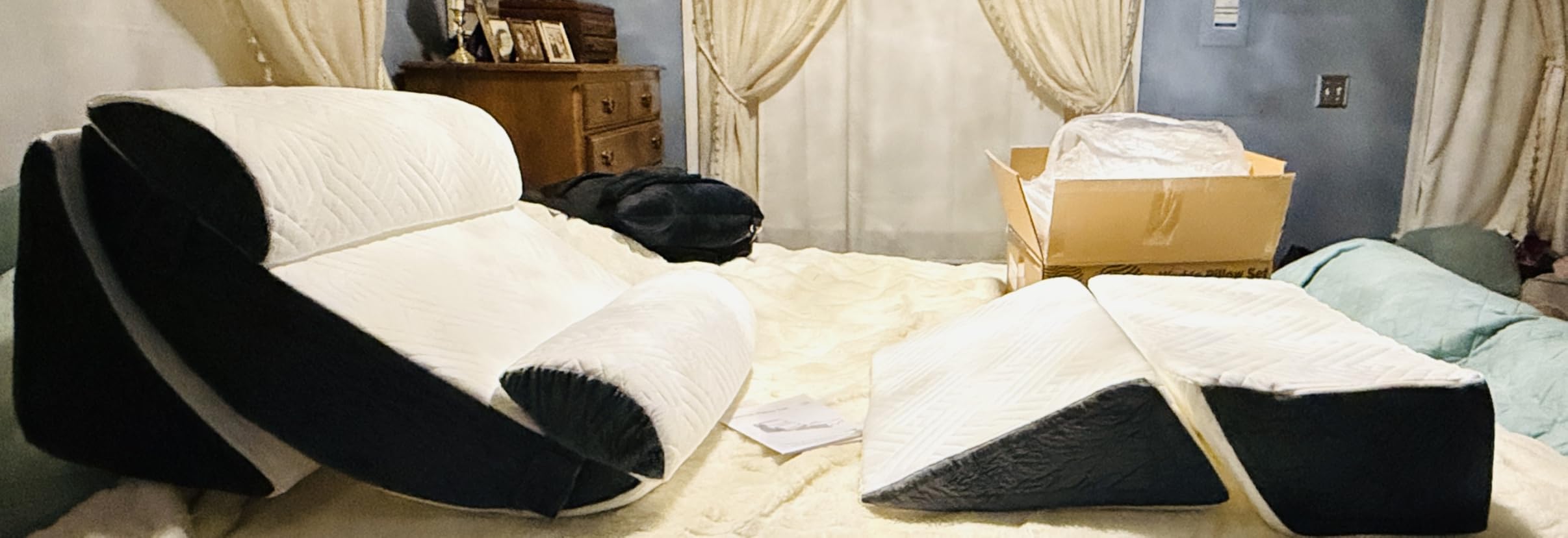 Yojoker 6pcs Orthopedic Bed Wedge Pillow Set for Sleeping, Post Surgery Foam for Body, Back and Leg Pain Relief Comfortable & Adjustable Support Pillows - Anti Snoring, Heartburn customer photo 1