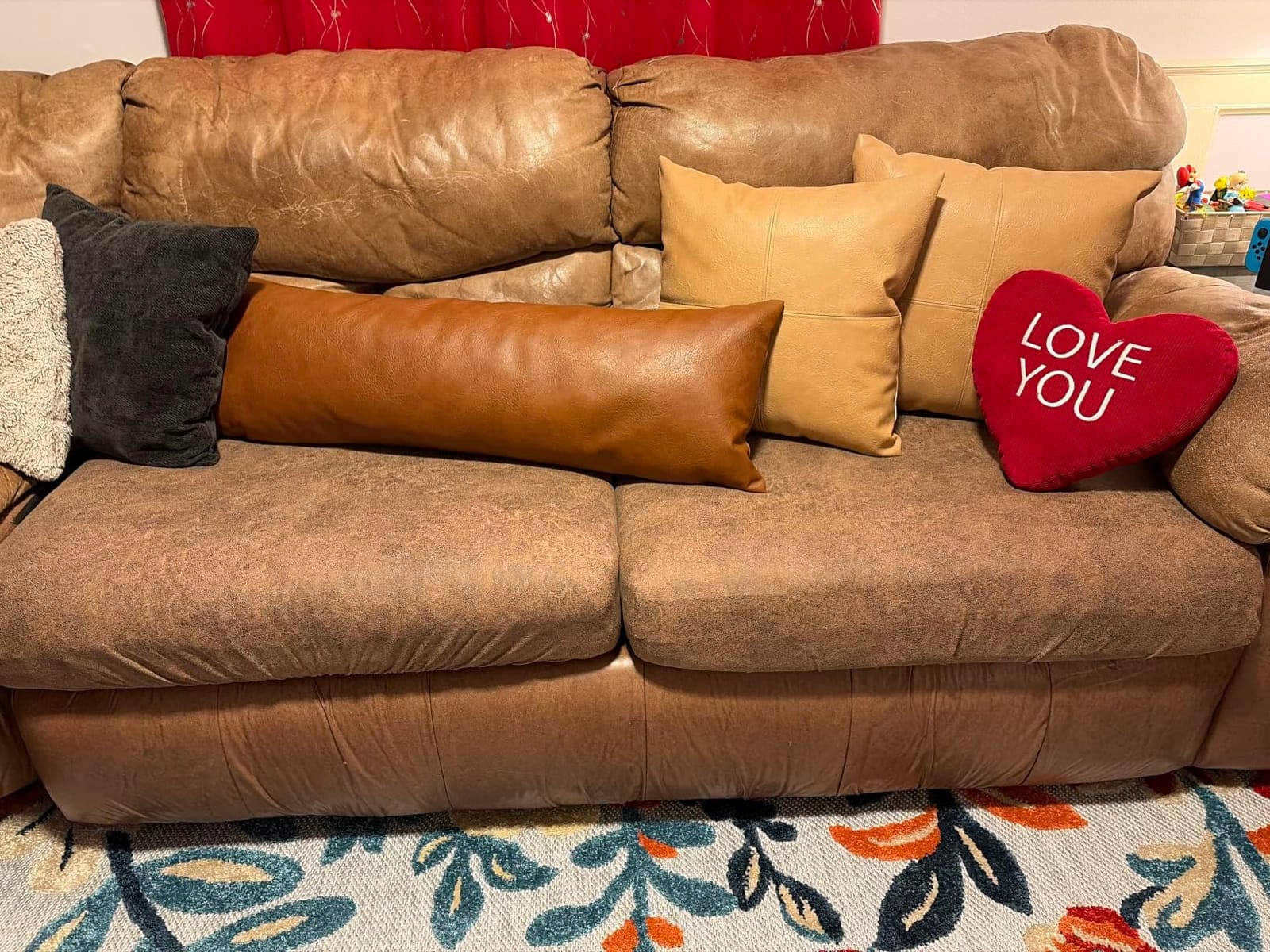 ANARACHON Leather Look Couch Cushion Covers Sofa Seat Slipcovers Sets Couches Furniture Protector for Sectional Armchair Loveseat Pets Kids Stretch Spandex Fabric(3 Cushion Sofa, Brown) customer photo 2
