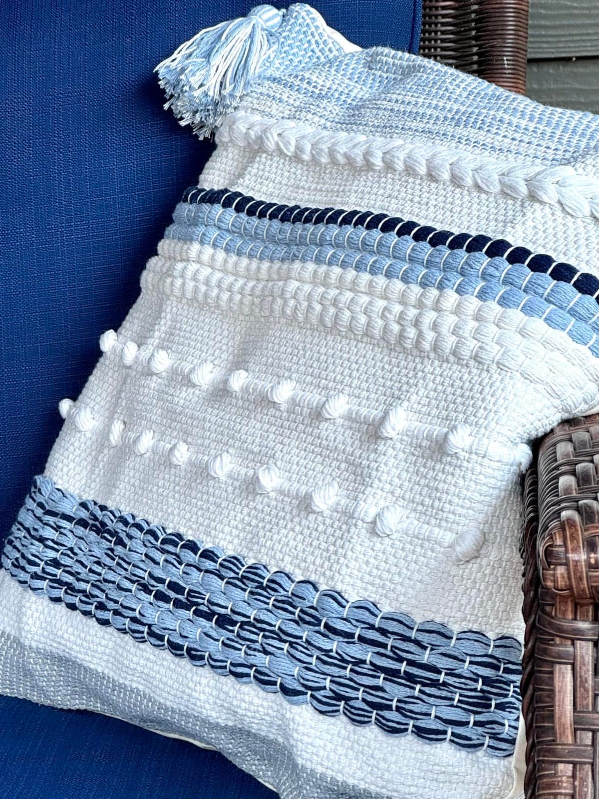 BlissBlush Coastal Blue Decorative Lumbar Pillow Cover 14x36 Boho Long Body Pillow for Bed Farmhouse Lumbar Throw Pillow for Couch Modern Accent Textured Throw Pillowcase customer photo 2