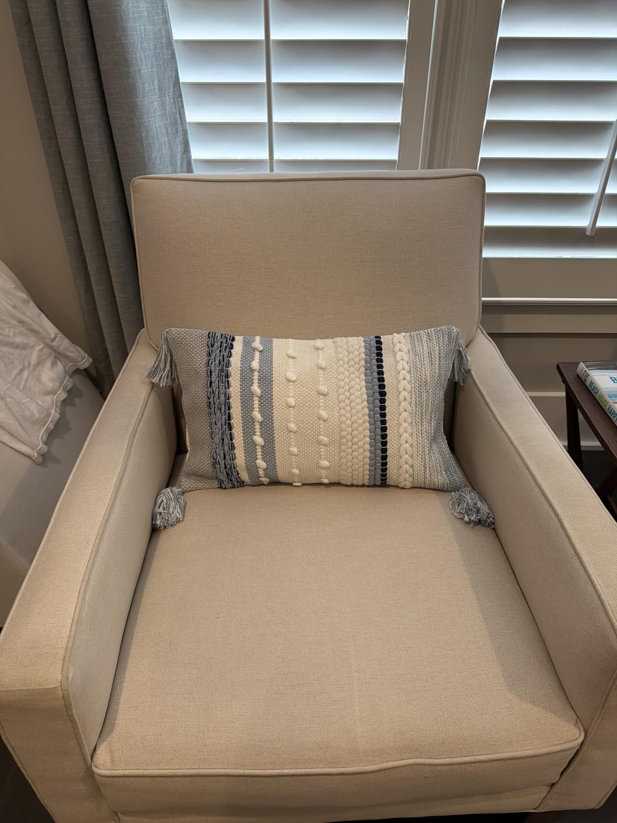 BlissBlush Gray Decorative Lumbar Pillow Cover 14x36, Grey Boho Long Body Pillow for Bed customer photo 2