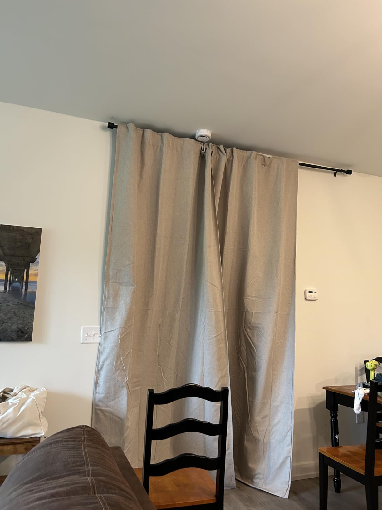 RYB HOME 3 in 1 Soundproof - Blackout - Termal Insulated Linen Curtains | Noise Blocker, Energy Saving, Curtains for Bedroom Living, Kids Nursery Studio Home Office, W52 x L84, Taupe, 2 Panels customer photo 2