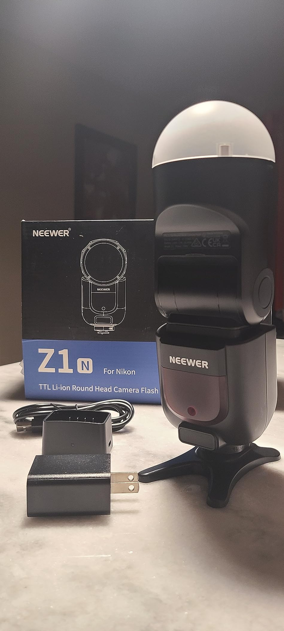 NEEWER Z1-N TTL Round Head Flash Speedlite for Nikon with Magnetic Dome Diffuser, 76Ws 2.4G 1/8000s HSS Speedlight, 10 Levels LED Modeling Lamp, 2600mAh Battery, 480 Full Power Shots, 1.5s Recycling customer photo 2