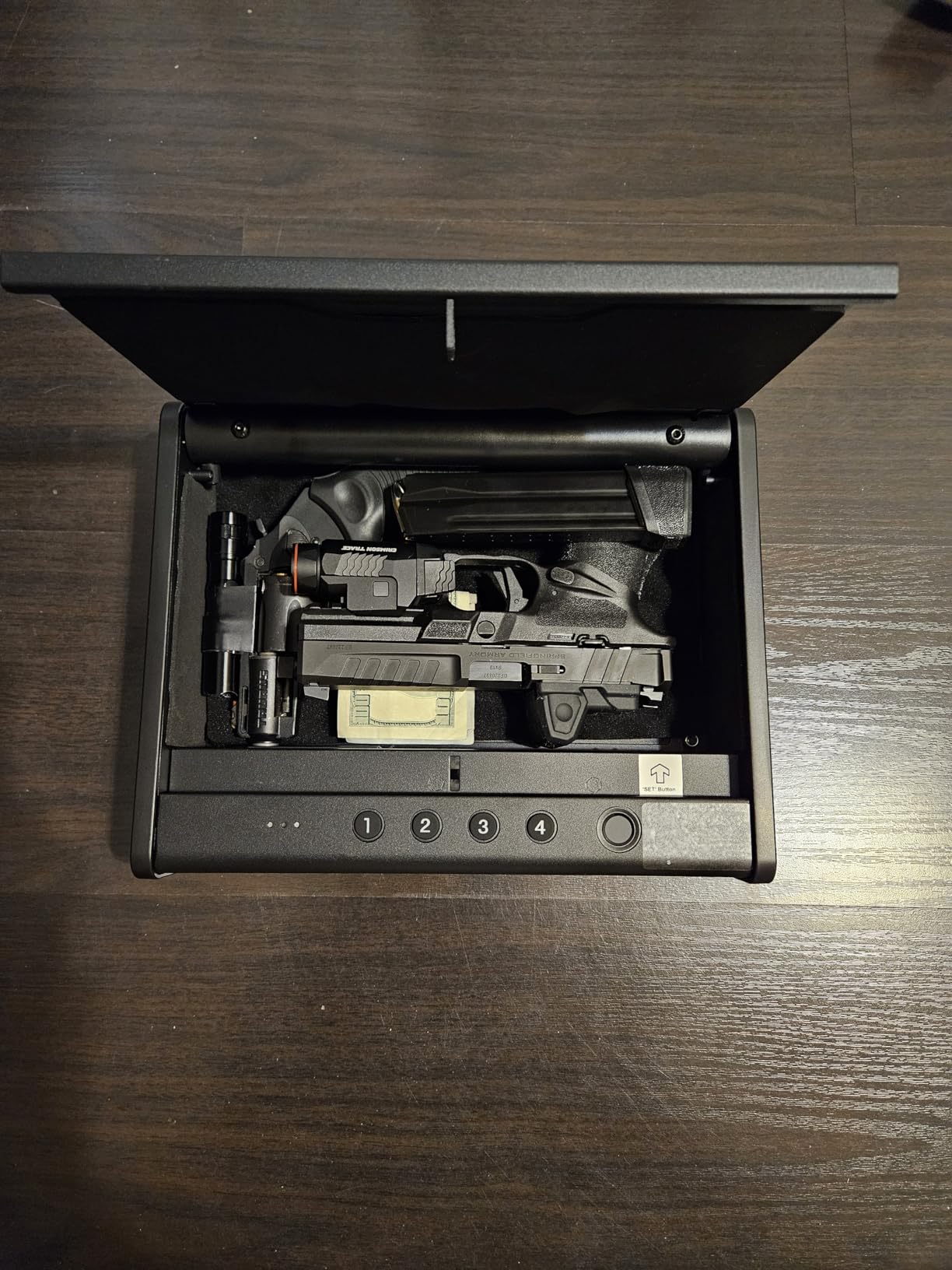 PINEWORLD Biometric Fingerprint Handgun Safe with Raised Backlit Keypad&Key customer photo 2