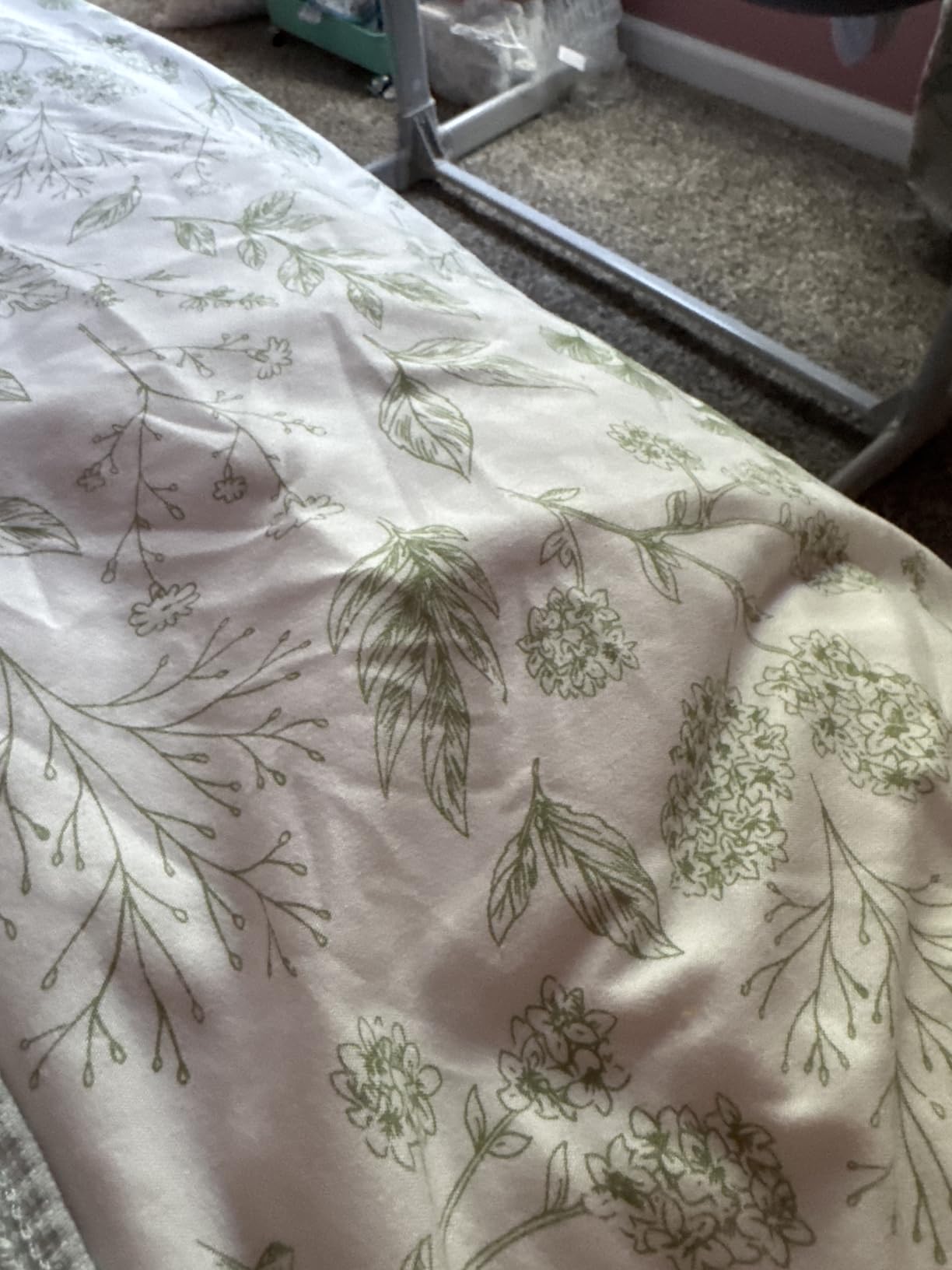 HIGHBUY Soft Cotton White Duvet Cover Queen with Pink Floral Print,Garden Style Botanical Comforter Zipper Closure,Cottagecore Set -1 Cover,2 Pillowcases, Queen(90''x90''), (HB03641Q) customer photo 1