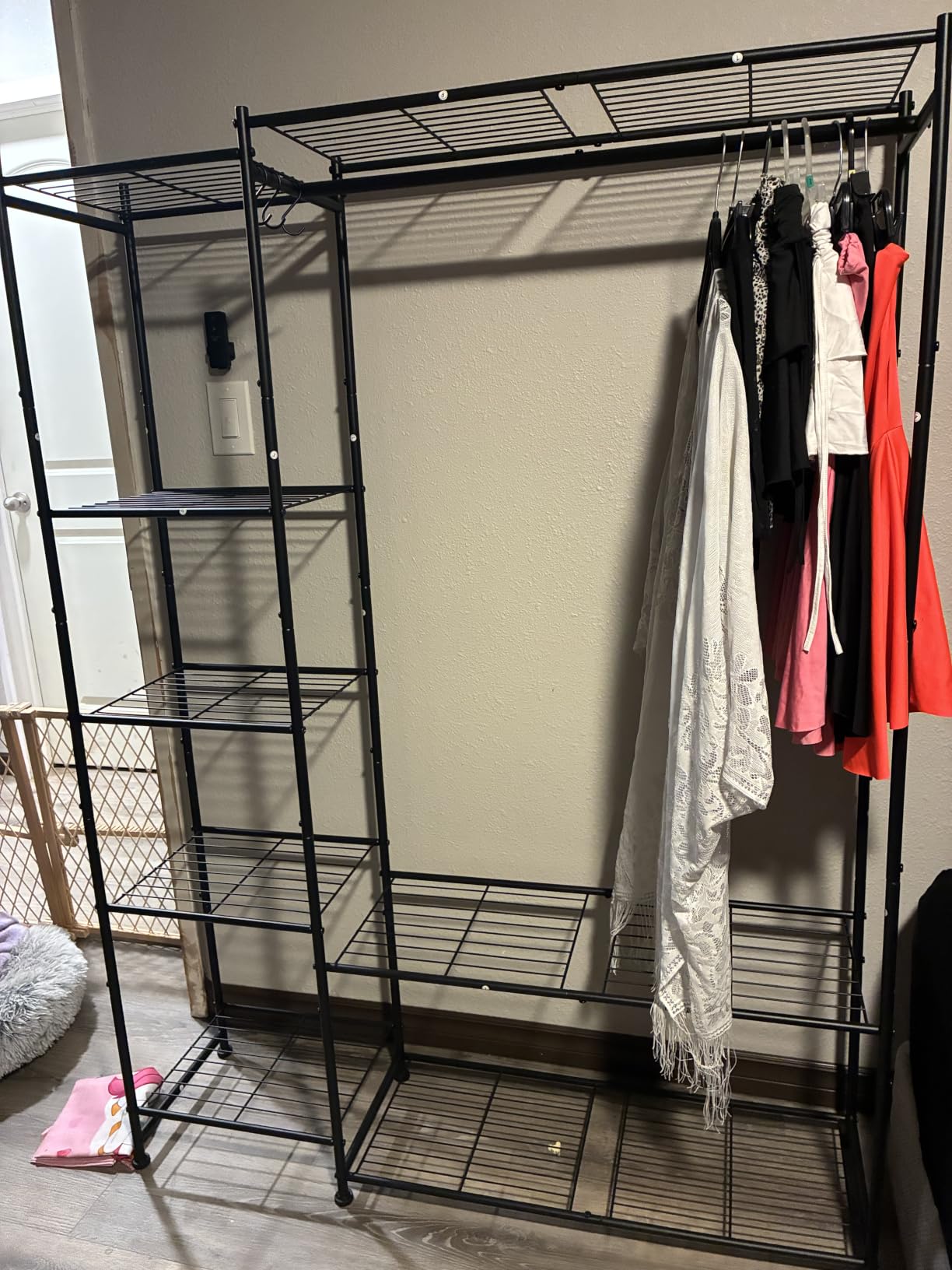 HOMIDEC Wardrobe Closet,Portable Clothes Rack with 4 Tiers Shelves customer photo 2