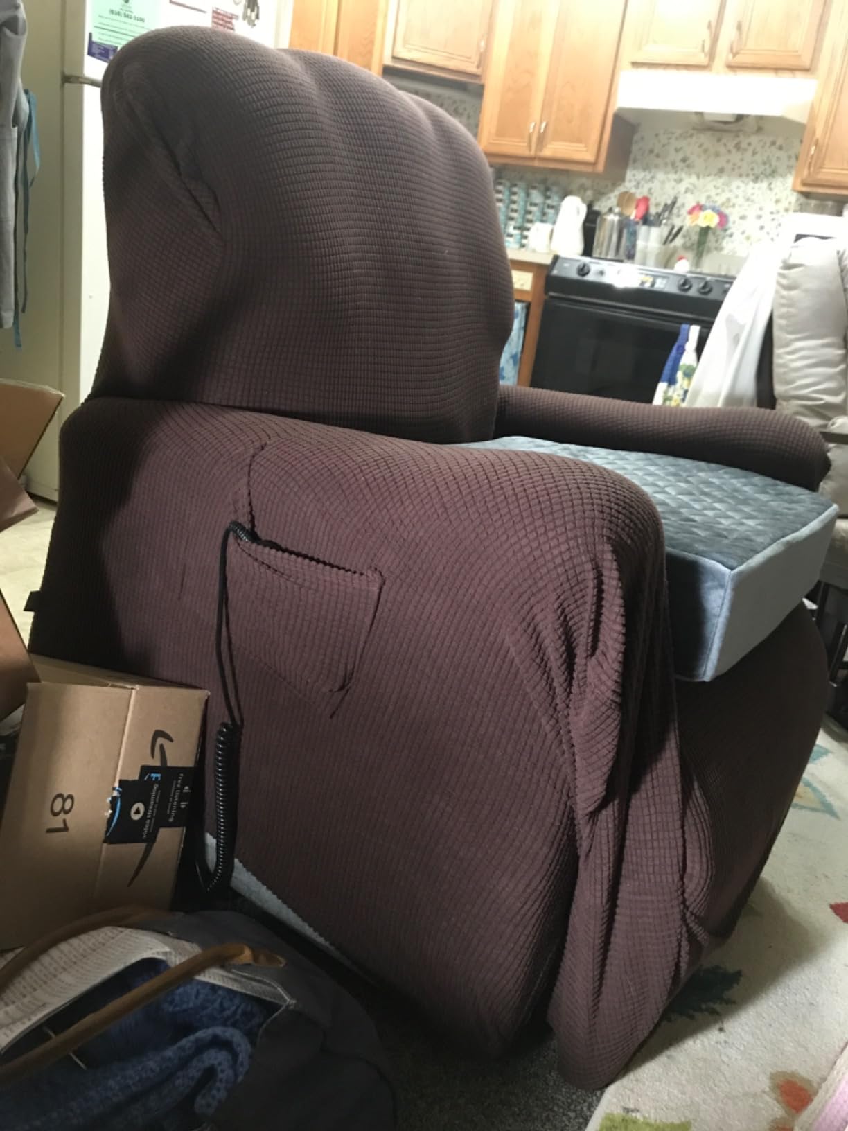 H.VERSAILTEX Stretch Couch Cover Recliner Cover Electric Power Lift Recliner Chair Cover Fitted Standard Large Power Lift Recliner with Side Pocket, Soft Thick Jacquard(Single Seat, Grey) customer photo 2