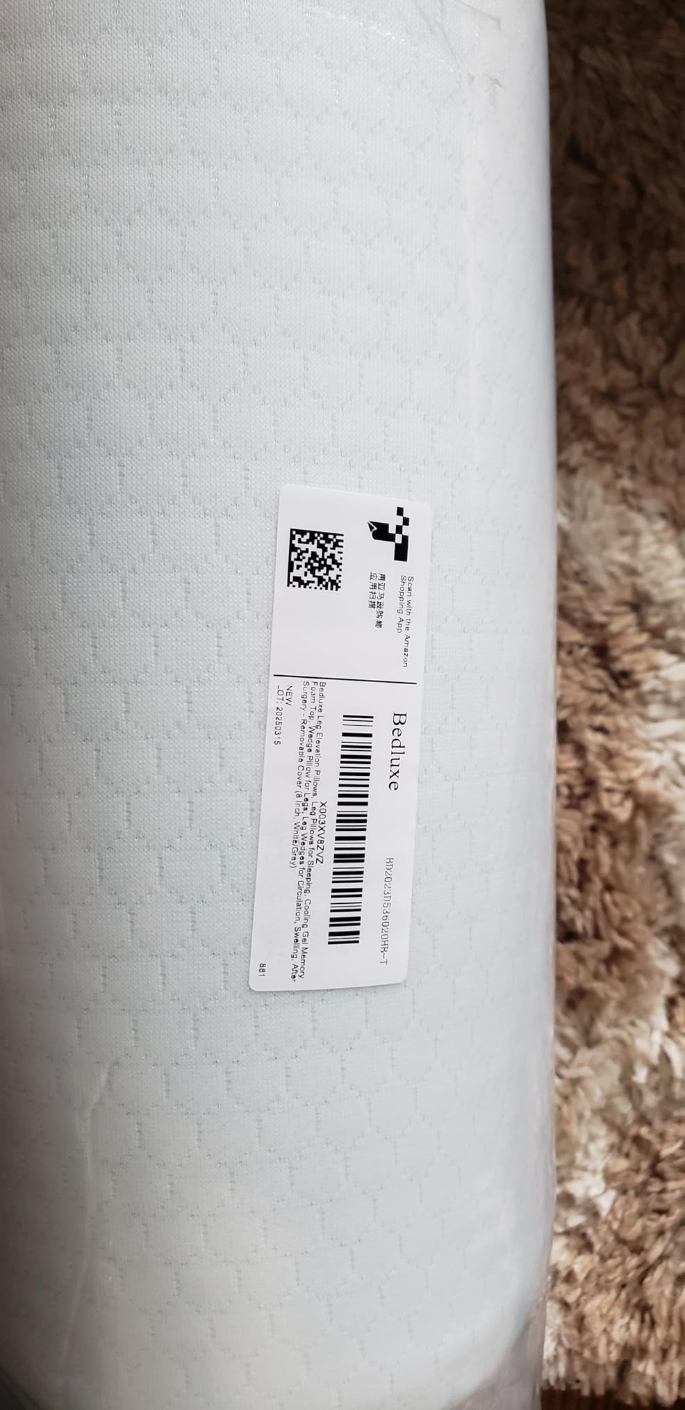 Bedluxe Leg Pillow Elevation Blood Circulation, Wedge Pillow for Legs Swelling, Leg Elevating Wedge Pillow for After Surgery, Foot Knee Pillow for Leg Rest, Sleeping, Memory Foam Top, 8in, White/Grey customer photo 1