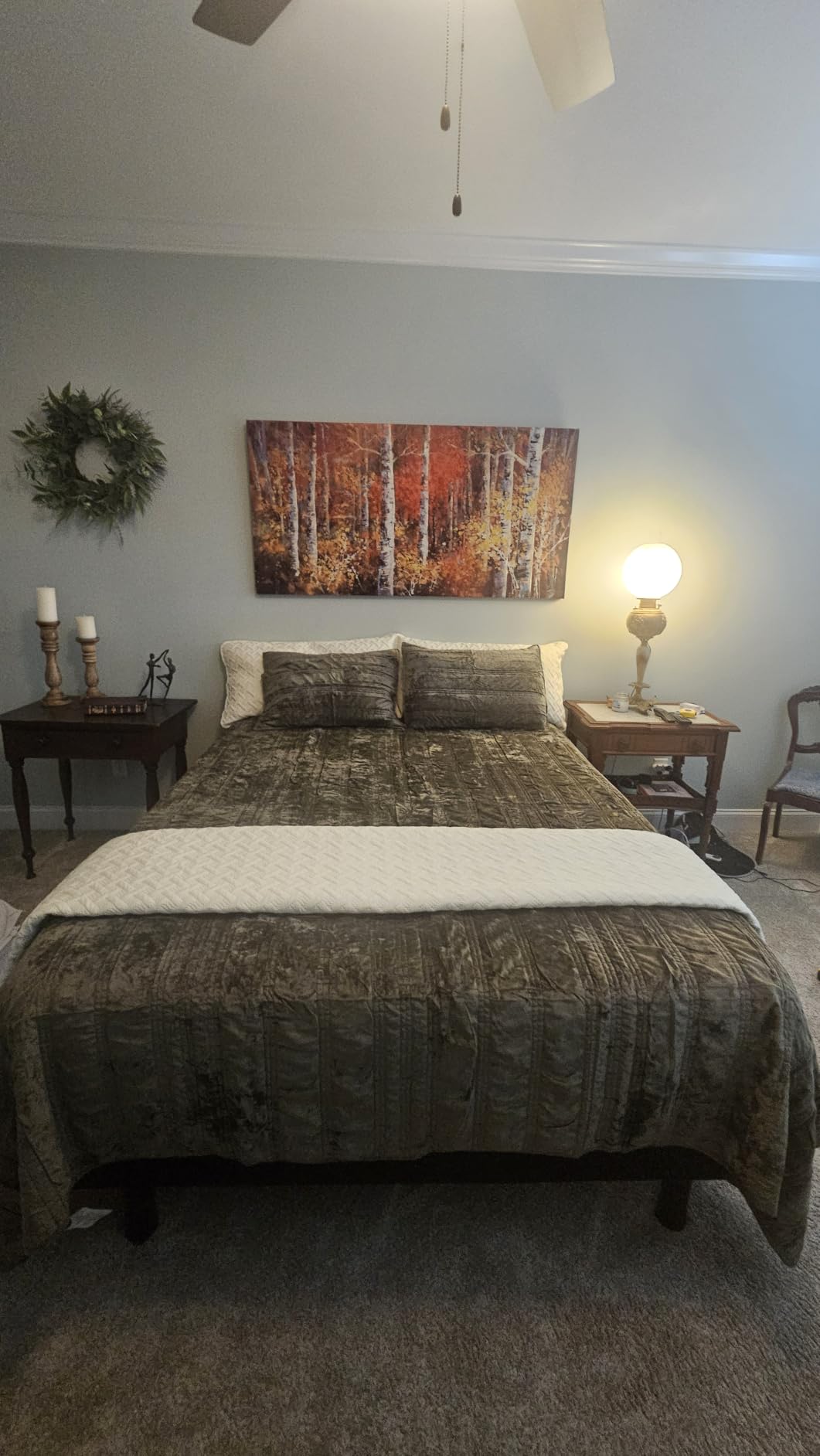 EverGrace Ruched Lightweight Velvet Quilt Set, King Size, Olive Green | Ruched Luxury Velvet Quilt, Ultra Soft Lightweight Comforter, Oversized Bedspread Coverlet for All Season, with 2 Shams customer photo 2