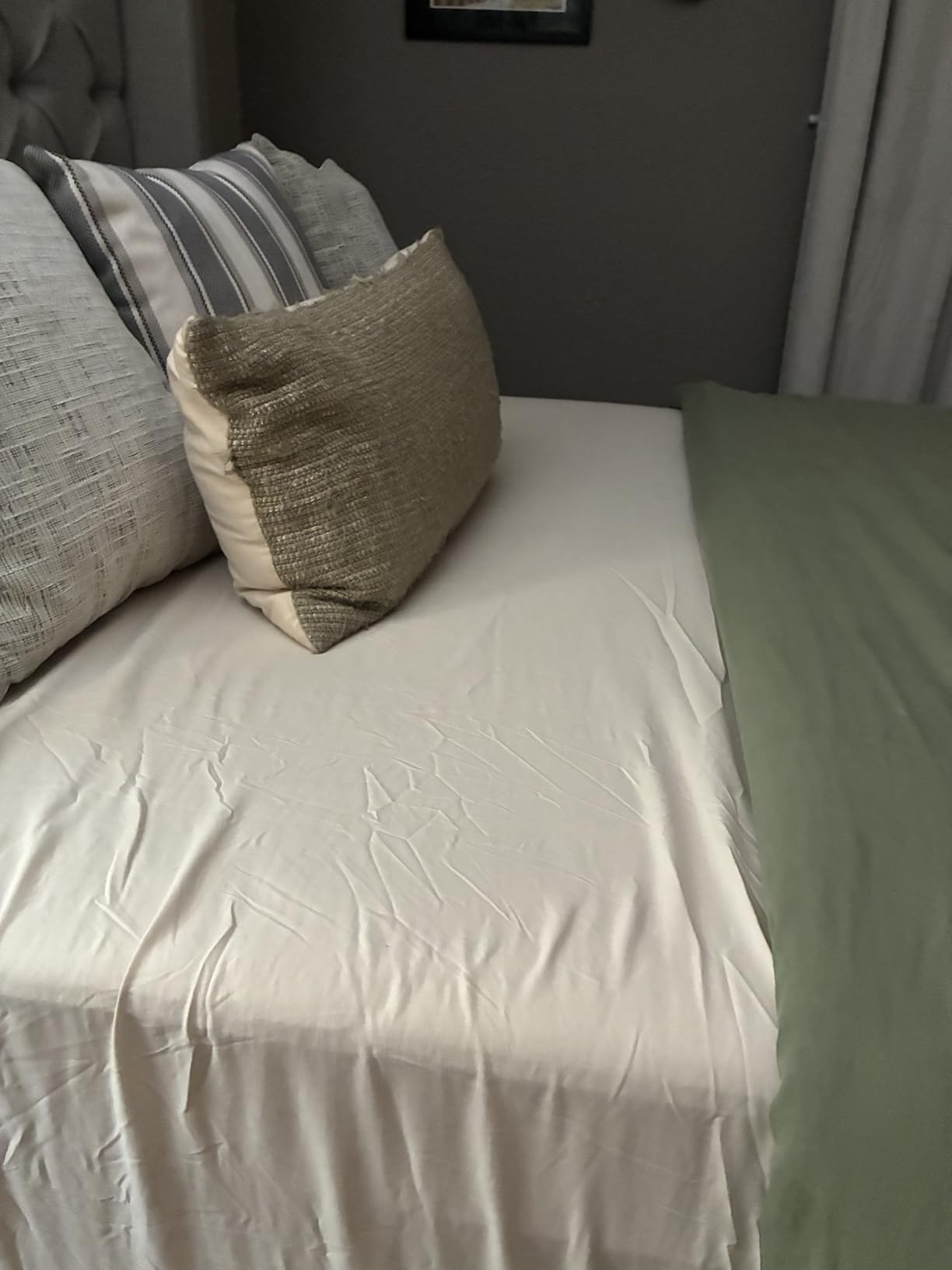 GOKOTTA 4 Piece King Size Sheet Set - Soft, Breathable & Cozy - Grey | Elastic Corner Straps, 10-16 Inch Deep Pocket, Tear-Resistant Brushed Microfiber, Anti-Pilling & Wrinkle-Free, Gentle on Skin customer photo 2