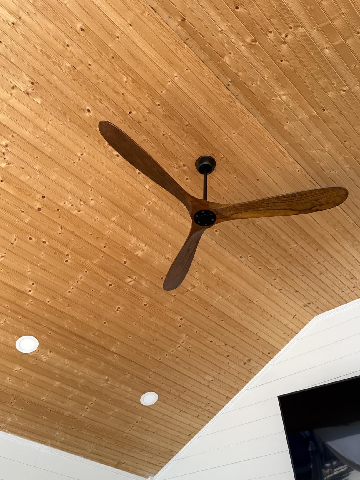 52 Inch Black Outdoor Ceiling Fan No Light, 3 Blade Wood Propeller Ceiling Fans for Patios, Wet Rated Indoor Ceiling Fan without Light for Living Room Bedroom with Remote customer photo 1
