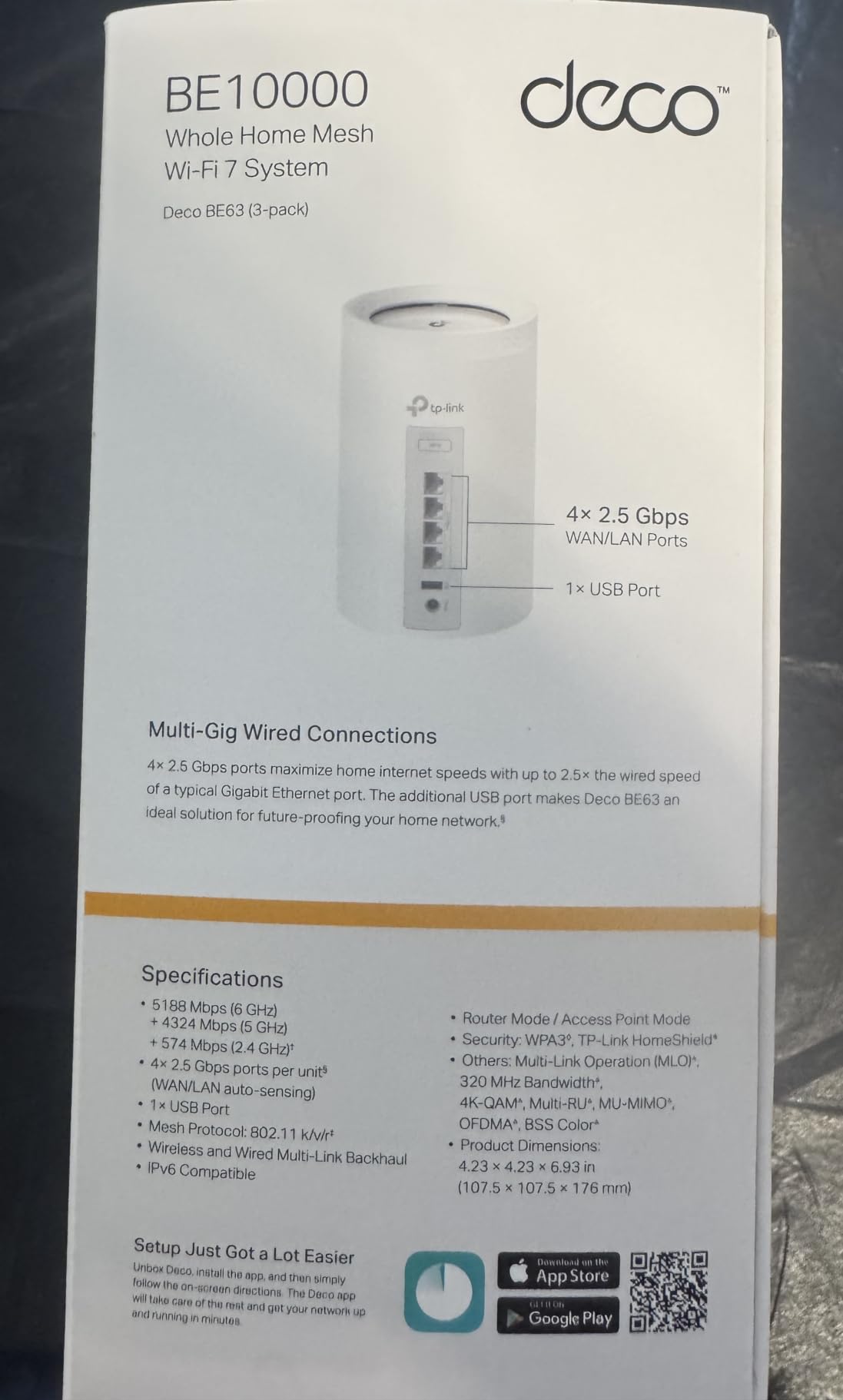 Deco 7 Pro Tri-Band WiFi 7 BE10000 Whole Home Mesh System 6-Stream 10 Gbps customer photo 2