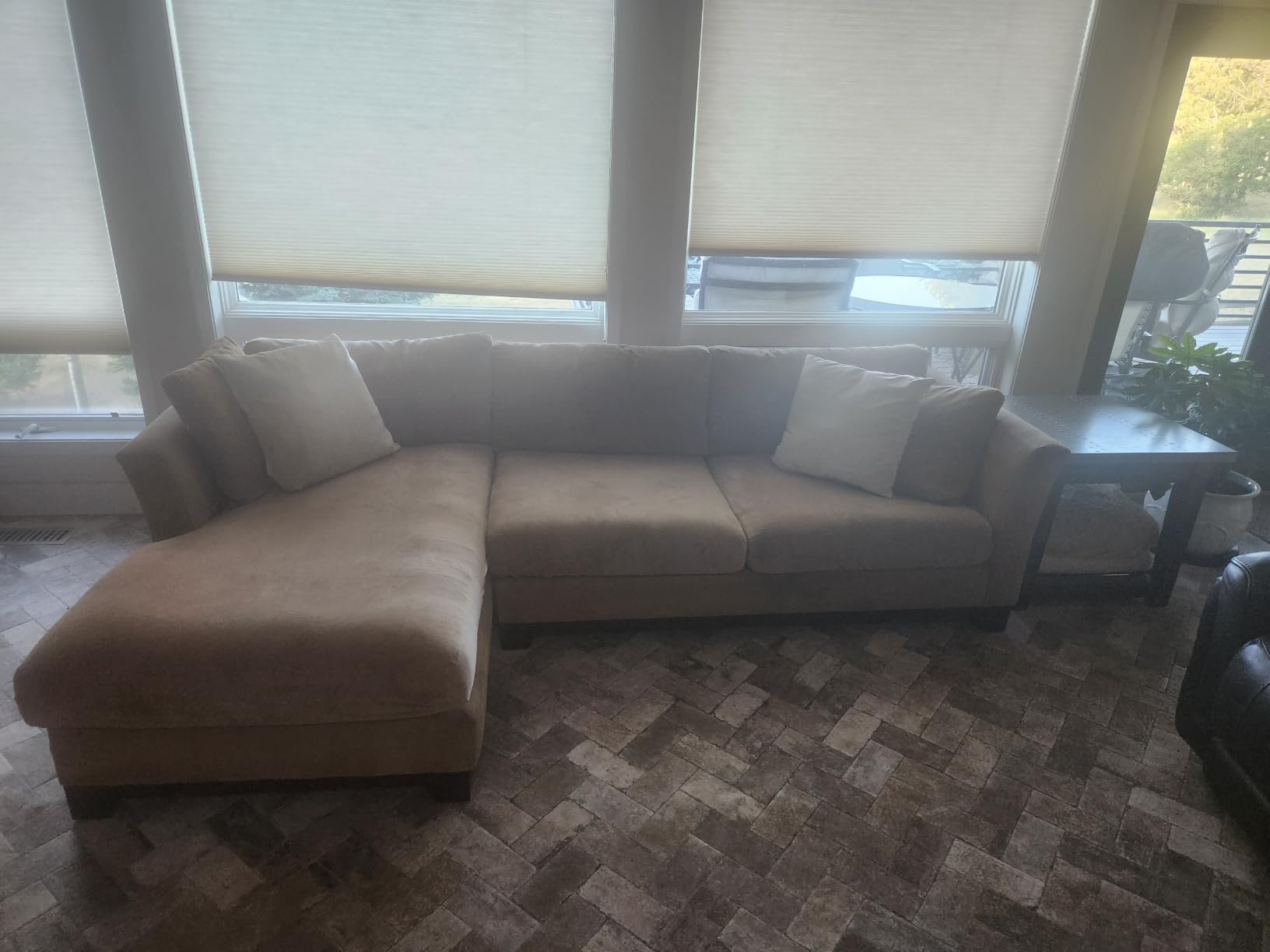 H.VERSAILTEX Velvet Stretch Sectional Couch Covers - 4 Piece Sofa Seat Cushions for L Shape Sectional Couch (Large 3 Seater + 1 Chaise, Ivory) customer photo 1