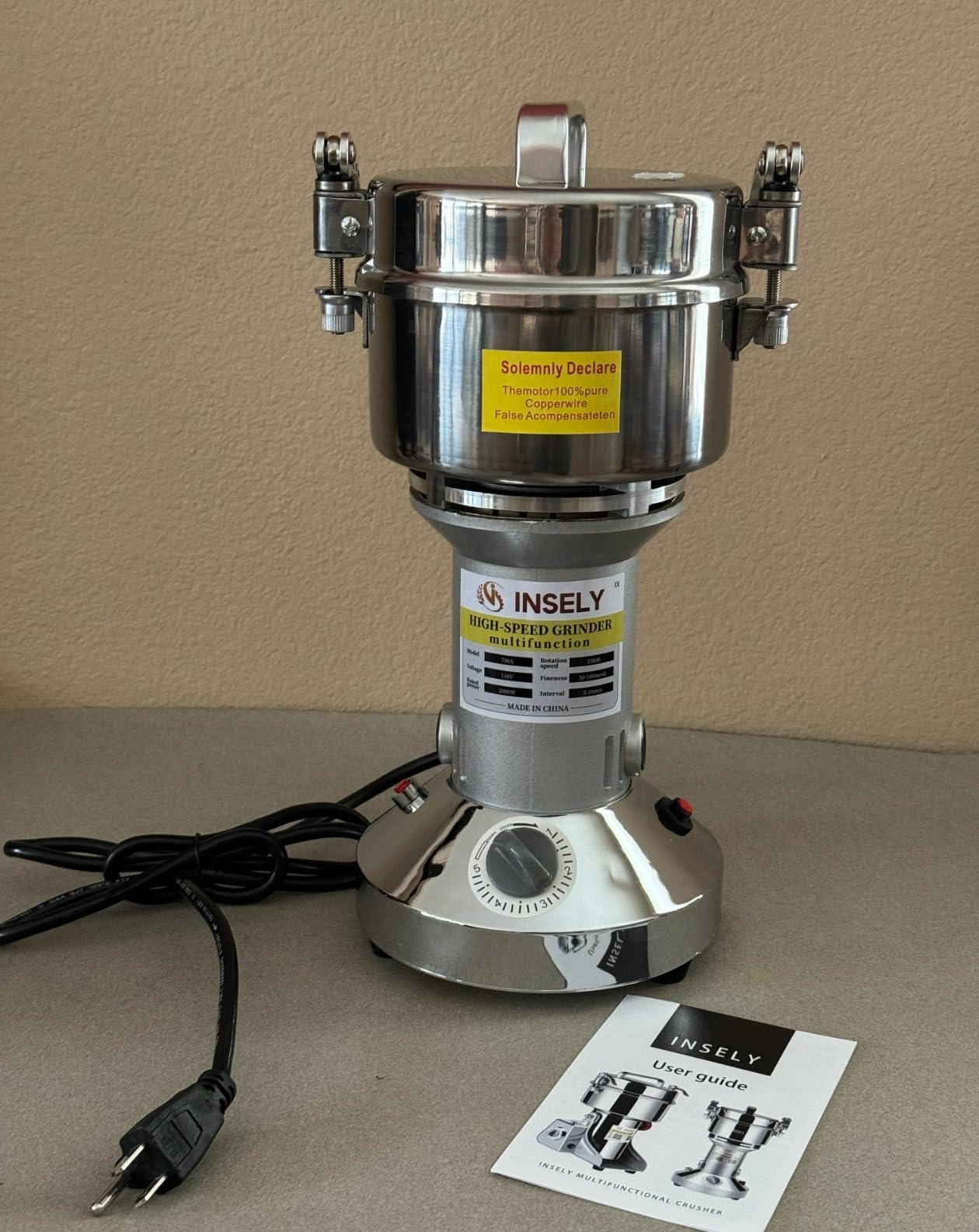 Grain Mill Grinder 2000g High Speed Food Grain Mill Stainless Steel Seeds Flour Nut Wheat Corn Spices & Seasonings Dry Grinder Electric Machine Grinder for Kitchen customer photo 2