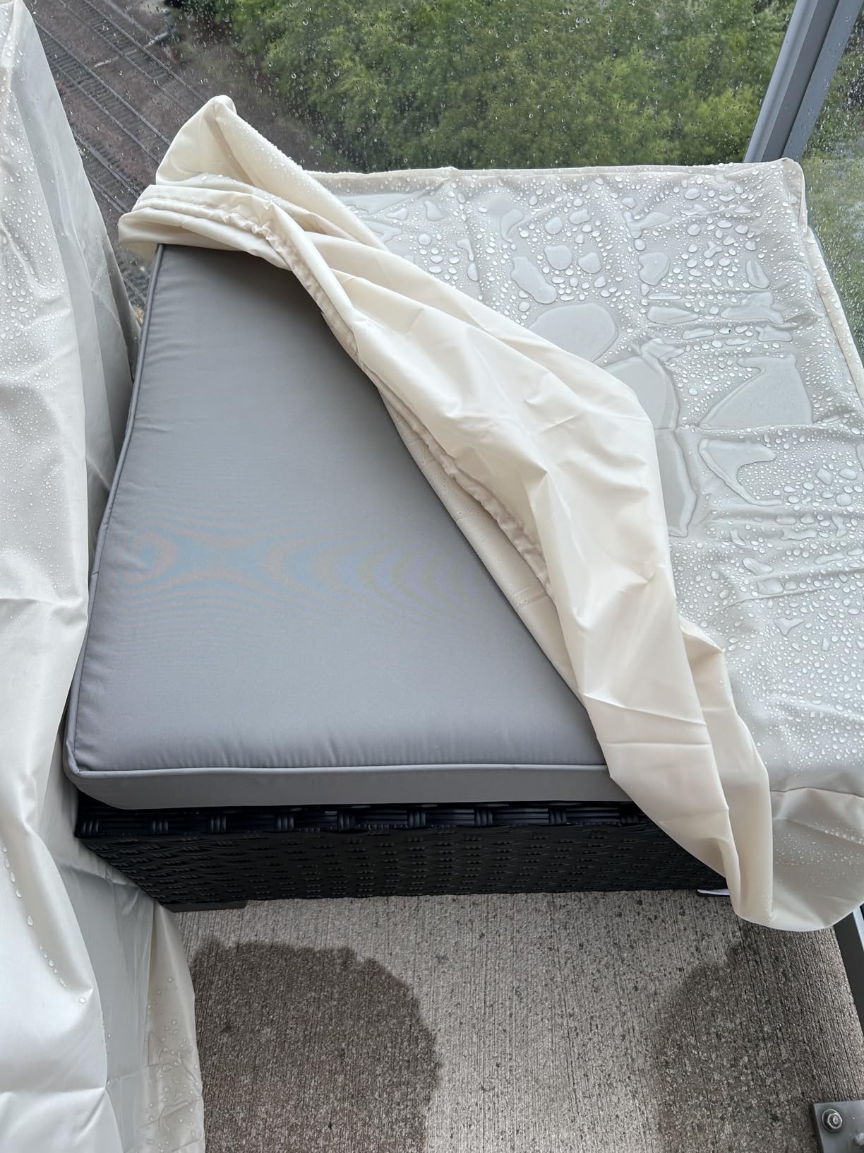Rattaner 3 Pieces Patio Furniture Set Outdoor Sectional Wicker Patio Furniture Patio Couch with Ottoman and Outdoor Table All-Weather Anti-Slip Cushions Waterproof Covers, Light Grey customer photo 1