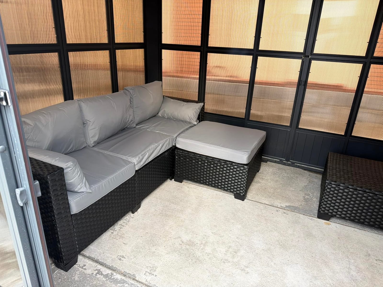 Rattaner 3 Pieces Patio Furniture Set Outdoor Sectional Wicker Patio Furniture Patio Couch with Ottoman and Outdoor Table All-Weather Anti-Slip Cushions Waterproof Covers, Light Grey customer photo 2