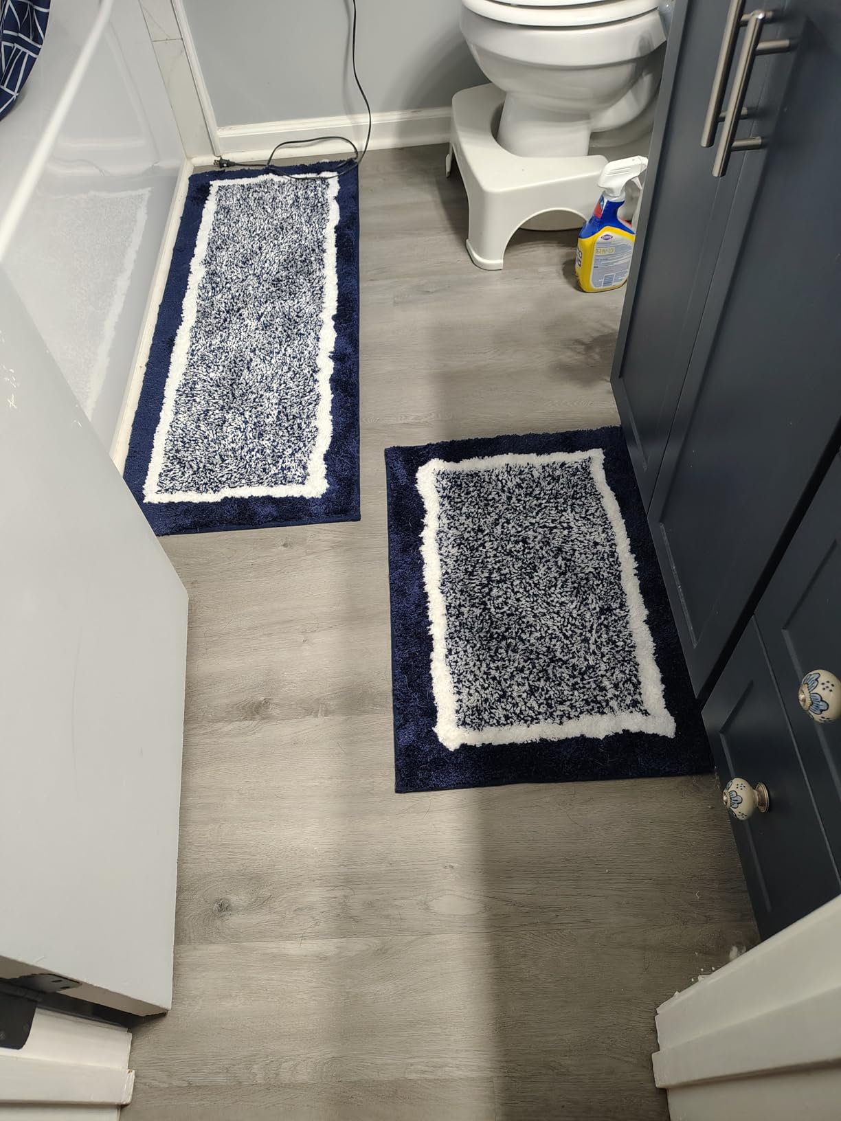Pauwer Bathroom Rugs 3 Piece Set, Non Slip Washable Bath Mat, Black | Soft Plush Microfiber, Super Absorbent Floor Carpet, U Shaped Toilet Mats, Quick Dry, Shaggy Shower Rugs Runners customer photo 2