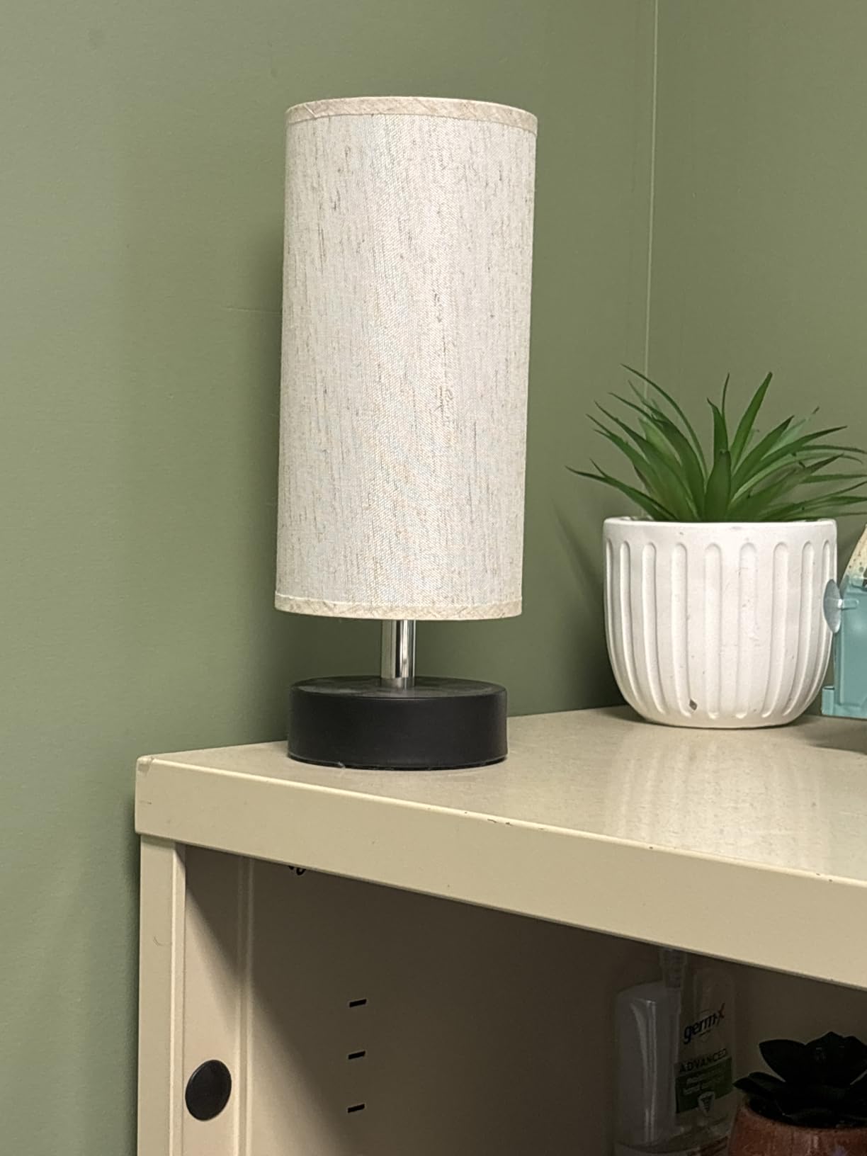 PartageiZ Small Table Lamp for Bedroom - Bedside Lamps for Night Stands, Bulb Not Included, Minimalist Desk Lamp, Linen Fabric Shade, for Living Room, for Dorm, 11.6