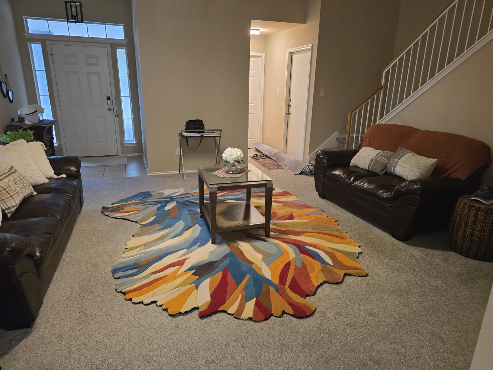Restoration and Renovation Handmade Irregular Shape Wool Area Rug | Unique Contemporary Botanical Design, Thick & Soft Carpet | Perfect for Living Room, Bedroom Decor (Multi, 4' x 6') customer photo 1