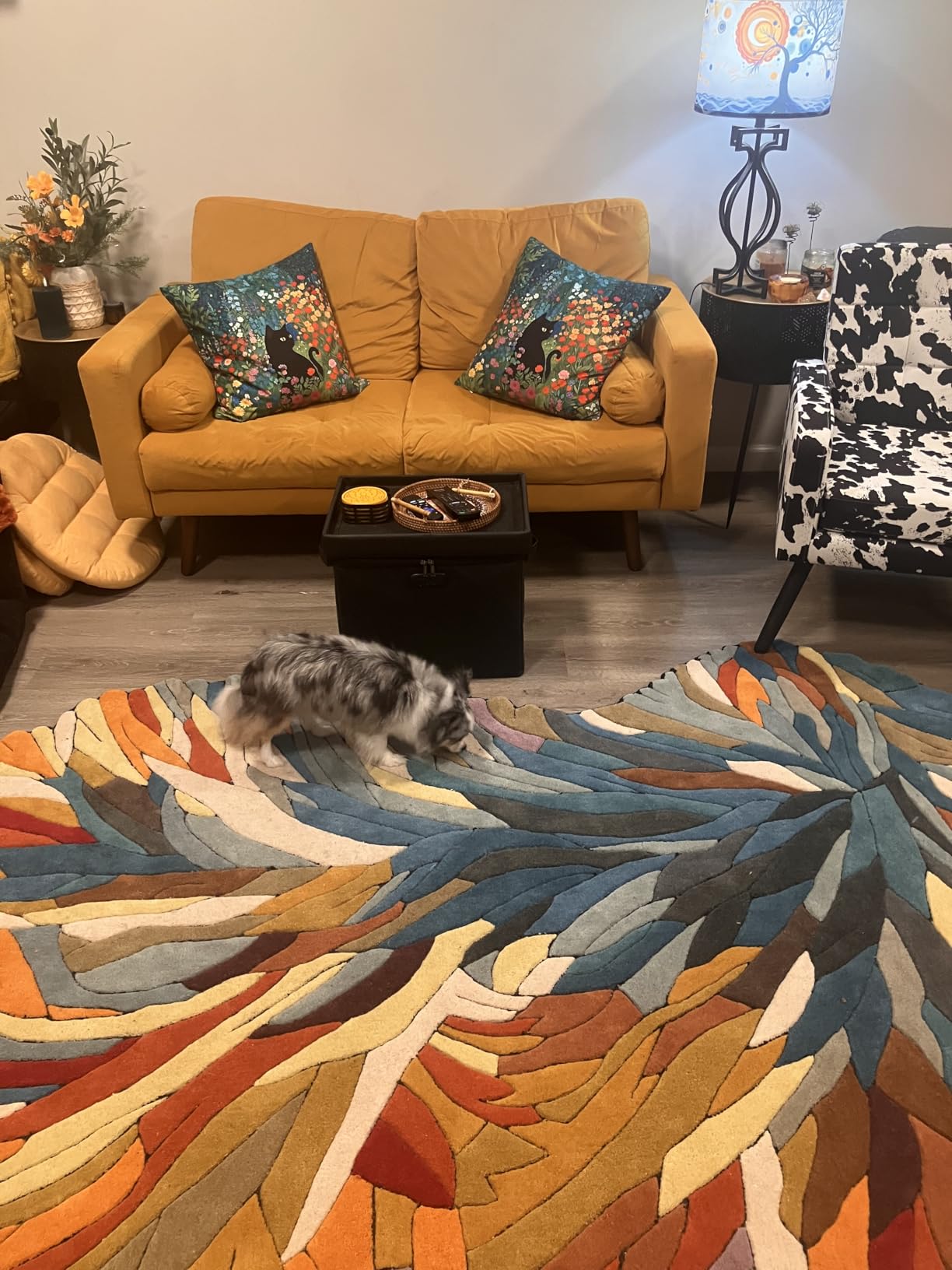 Restoration and Renovation Handmade Irregular Shape Wool Area Rug | Unique Contemporary Botanical Design, Thick & Soft Carpet | Perfect for Living Room, Bedroom Decor (Multi, 4' x 6') customer photo 2