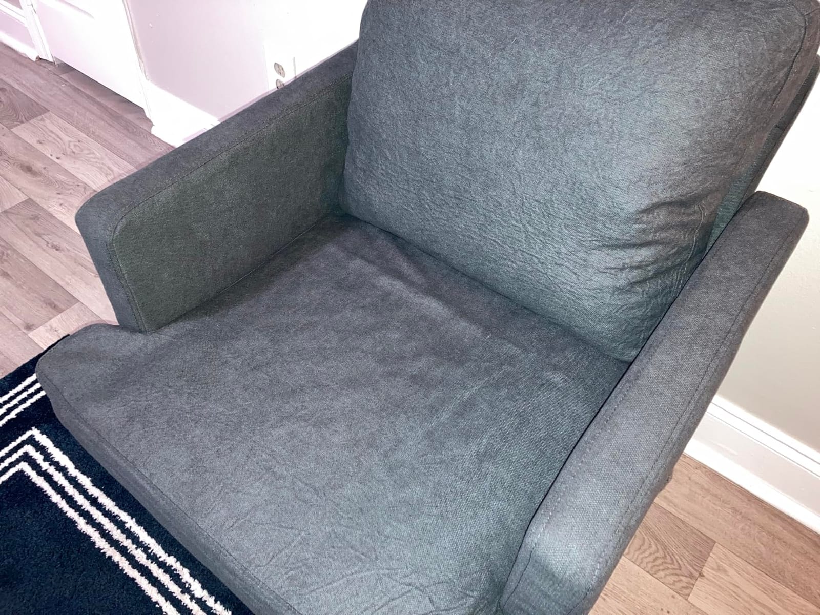Weture Mid-Century Accent Chair, Dark Grey Armchair Living Room Chairs | Comfy Upholstered Reading Accent Chairs for Bedroom, Modern Single Sofa Chair with Wood Legs customer photo 2