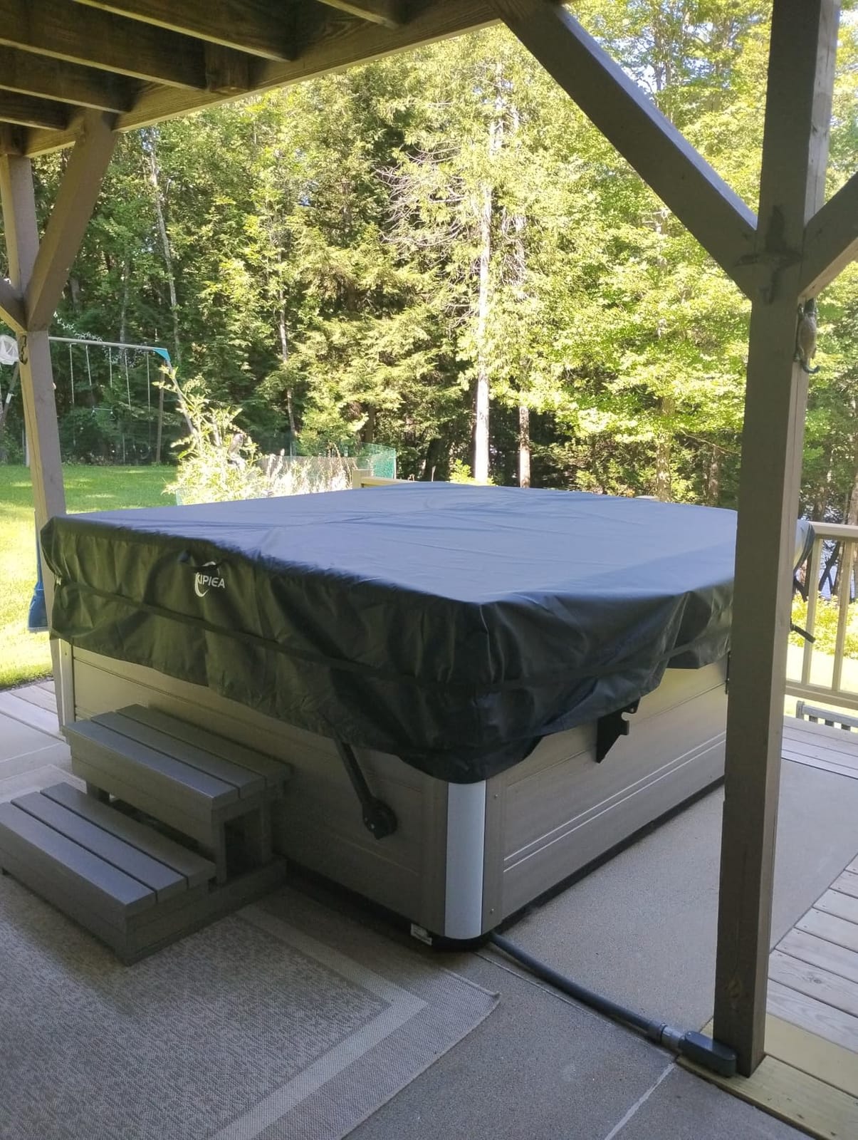 Kipiea 600D Outdoor Waterproof Square Hot Tub Cover Protector, Heavy Duty Polyester SPA Cover UV Protection Cover 85