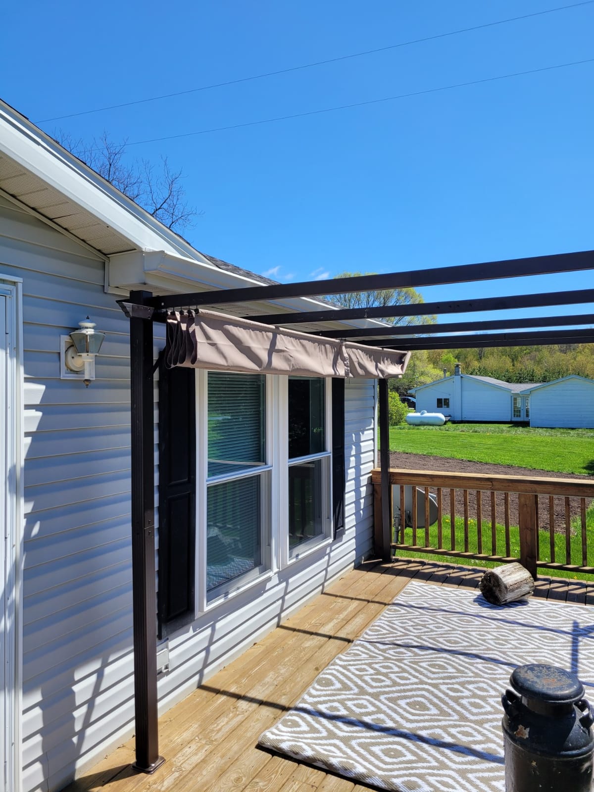 Outsunny 10' x 10' Aluminum Patio Pergola Retractable Canopy Dark Gray customer photo 2