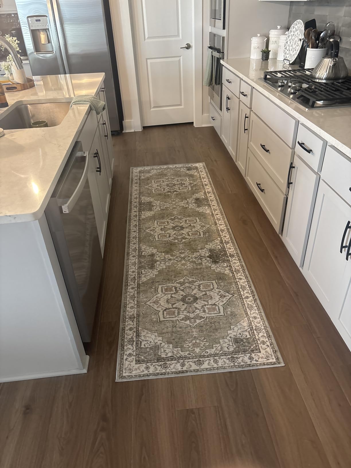 Runner Rug 2x8 Runners for Hallways Vintage Washable Rugs, Orange - Hallway Runner Rugs for Living Room Non Slip, Low Pile Soft Hallway Rug for Kitchen Bedroom Laundry Room Rug customer photo 2