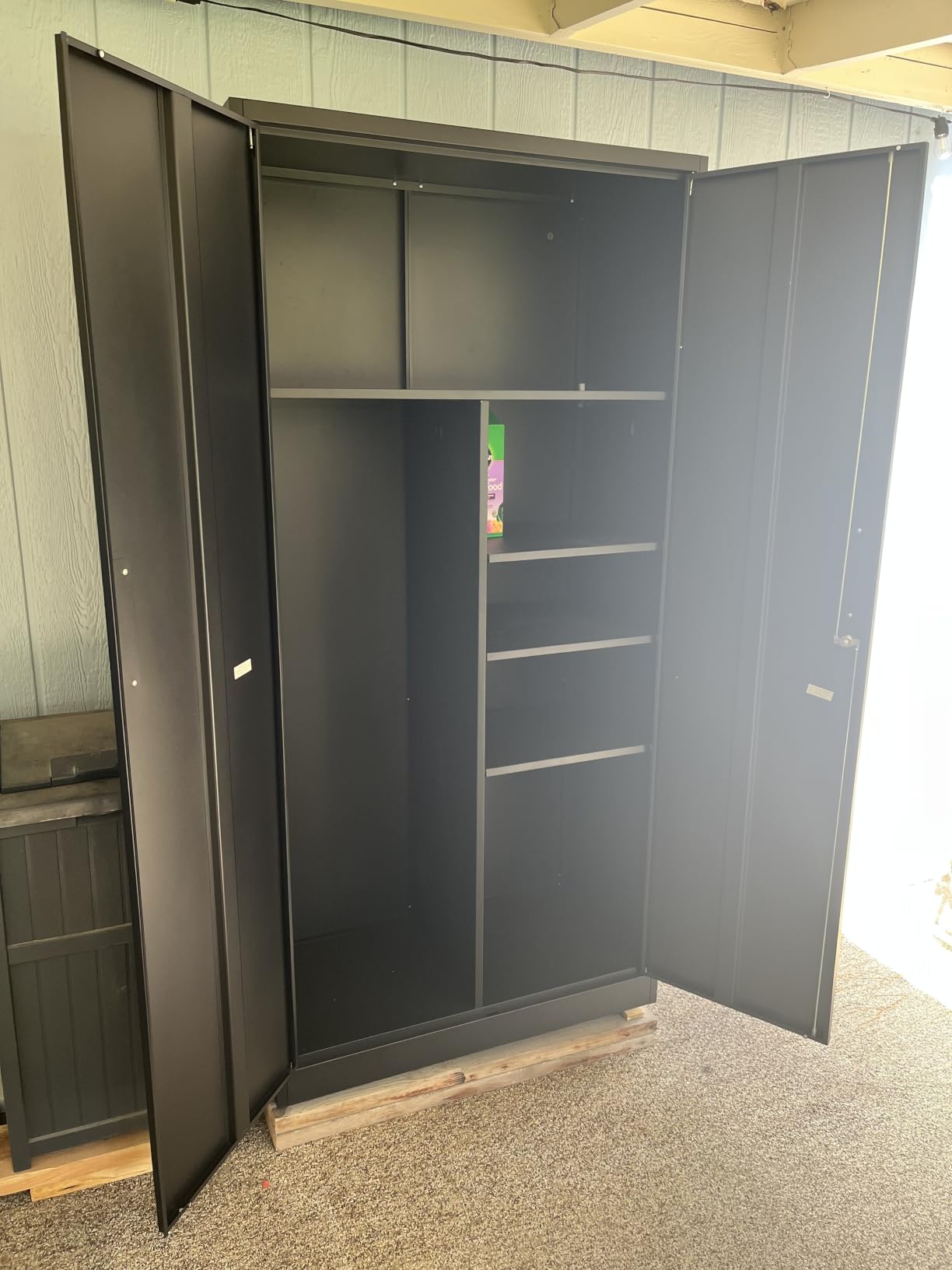 SISESOL Metal Storage Cabinet with Doors and Shelves,Garage Storage Cabinet with Lock,Black Grey Metal Cabinets with Locking Doors,Steel Cupboard for Home,Office,Garage Cabinets 36