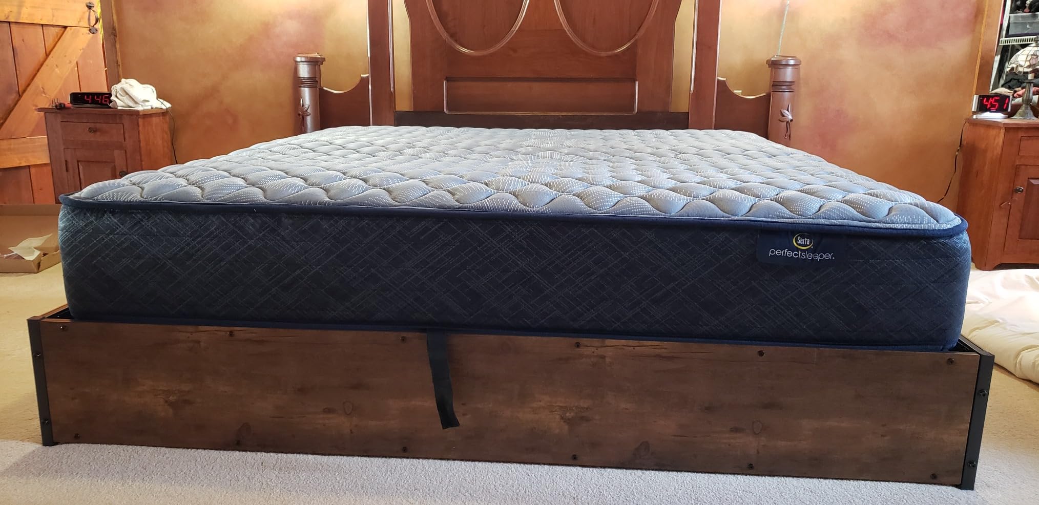 AMERLIFE Queen Lift Up Storage Bed Frame, Dark Oak | No Box Spring Needed, Space Saving Design with Hidden Storage, No Headboard, Modern and Farmhouse style, Easy Assembly customer photo 2