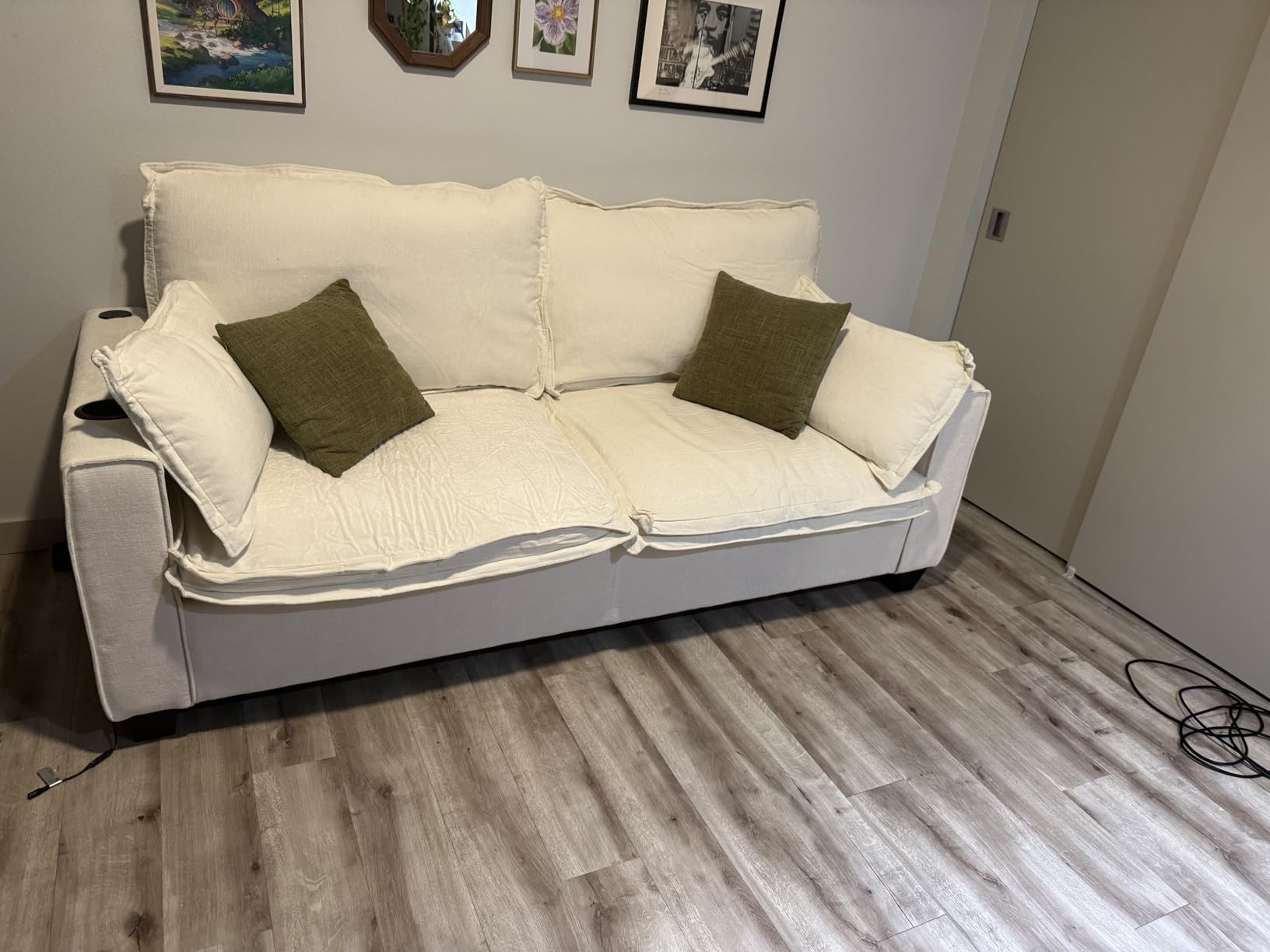 Full Size Pull Out Sleeper Sofa Bed, Pullout Loveseat Couch Bed, Green | Corduroy, USB Charging, Memory Form, 2in1 Convertible Loveseat Sleeper Sofa for Living Room, Apartment, Bedroom, Small Spaces customer photo 1