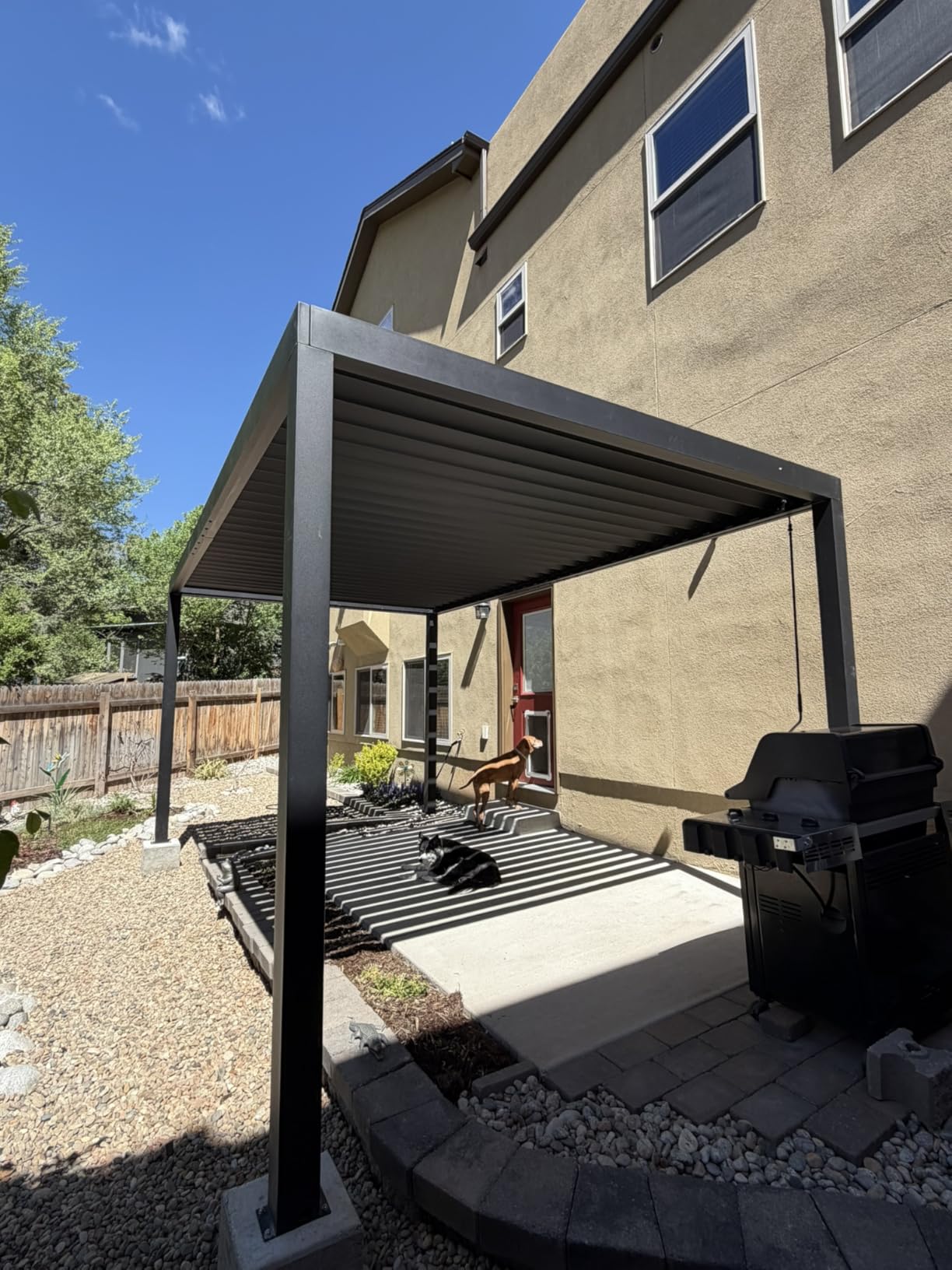Backyard Discovery Sarasota 14' x 10' Galvanized Steel Louvered Pergola Kit with Adjustable Roof, Shade, Rain Protection, High-Wind Rating, Gutter System for Outdoor Patio, Garden, Deck, Entertaining customer photo 2