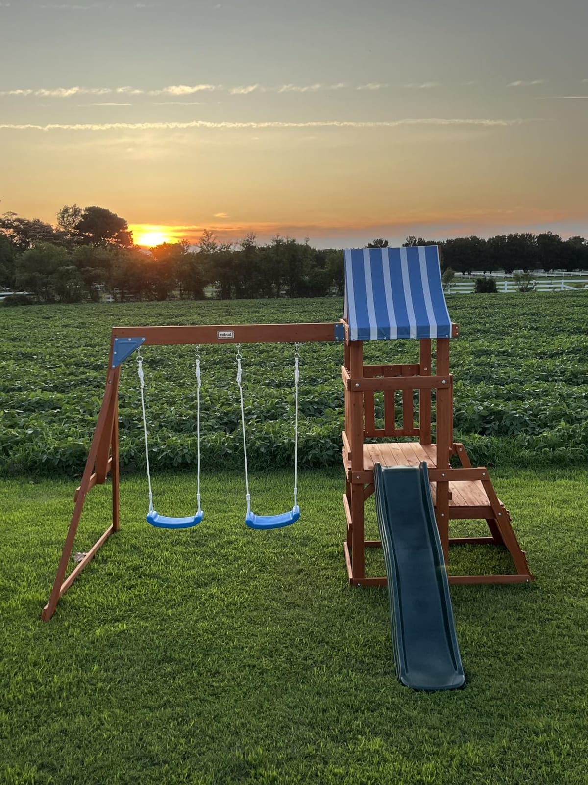 ROBOTIME Wooden Swing Set for Backyard, All-in-One Kids Playset, Ages 3-10 customer photo 2