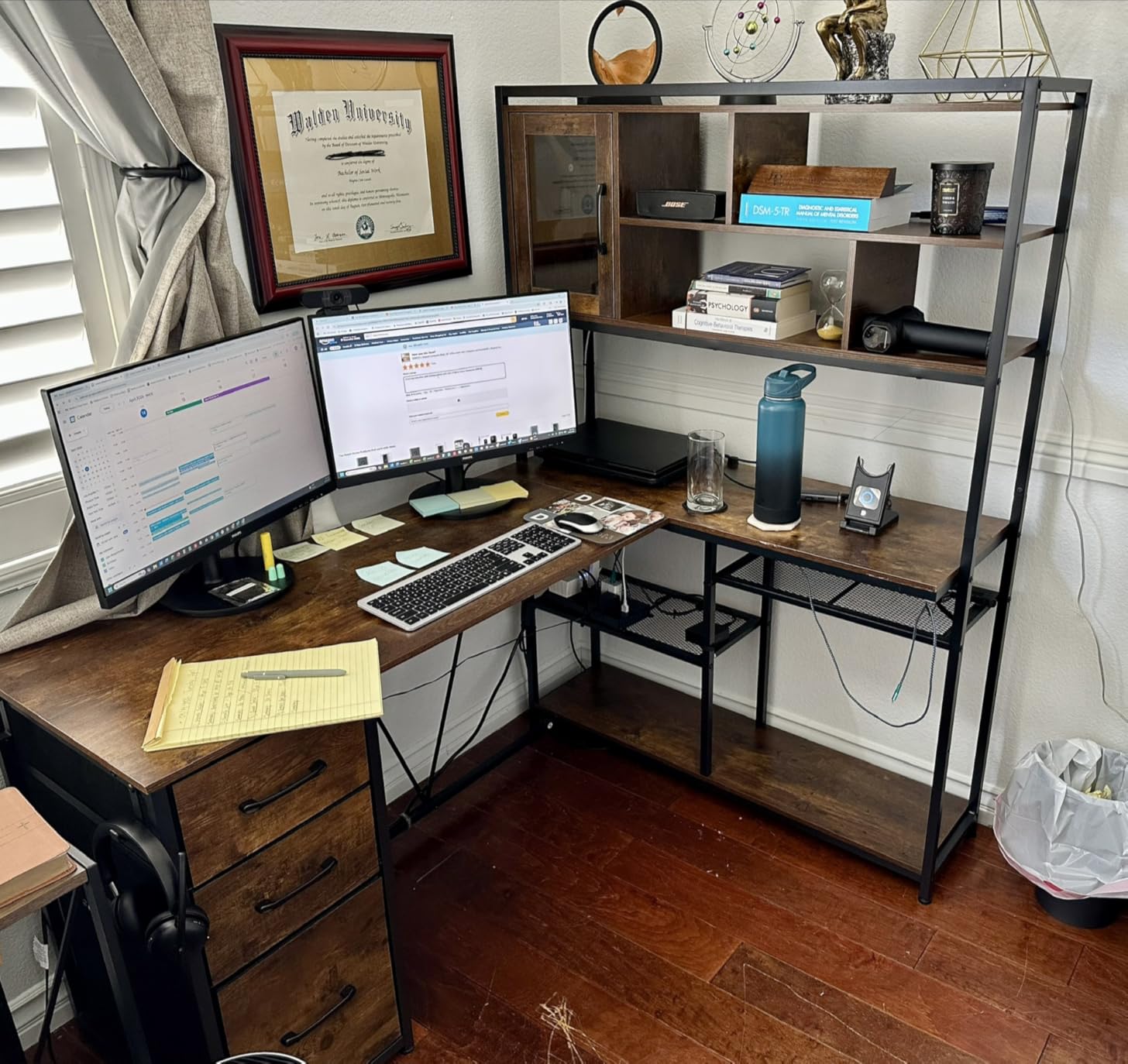 SEDETA 58'' L Shaped Computer Office Desk with 3 Drawers and Bookshelf | L Shaped Corner Desk with Storage Shelves and LED Light for Home Office, Gaming, Small Space, White customer photo 2
