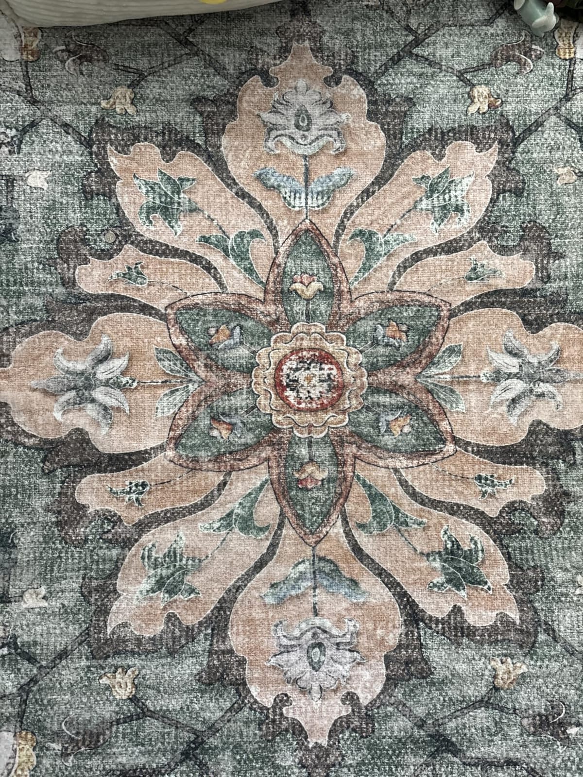 RELEANY Washable Area Rug, Runner 2'x6', Brick/Brown/Green - Non-Slip, Water Repellent, Pet Friendly, Easy to Clean, Vintage Floral Boho Decor for Kitchen Entry Bedroom Bedside Laundry customer photo 1