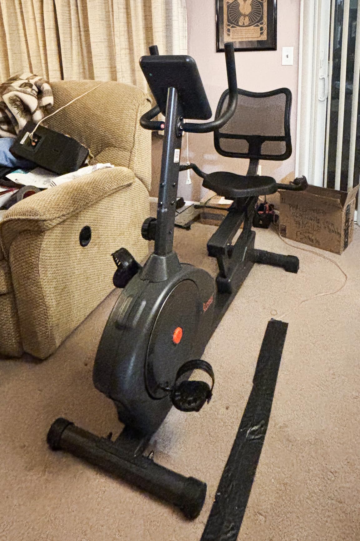 Sunny Health & Fitness Smart Recumbent Bike, Wide Cushioned Seat & Back, Indoor Cycling Machine for Adult/Seniors Home Exercise, Free SunnyFit App Connection customer photo 2