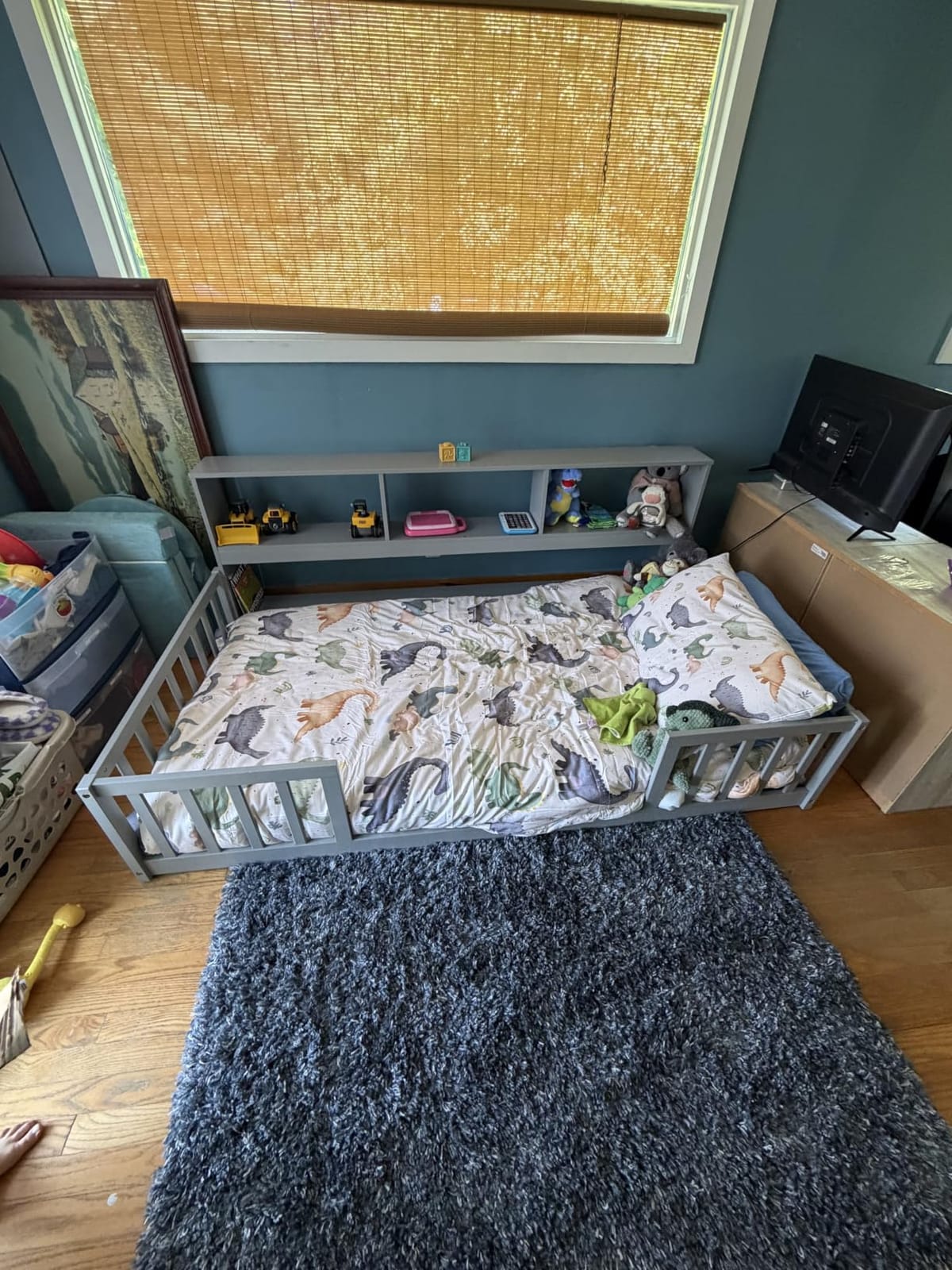 Giantex Twin Floor Bed for Kids, Wood Montessori Bed with Safety Guardrails customer photo 1