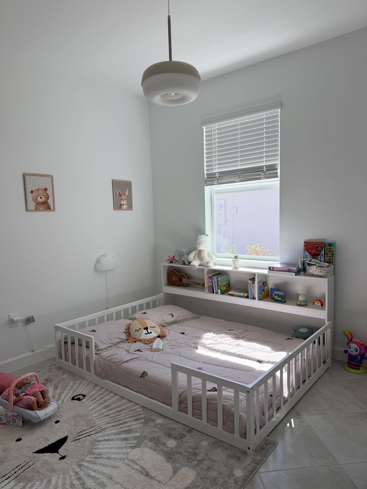 Giantex Twin Floor Bed for Kids, Wood Montessori Bed with Safety Guardrails customer photo 2