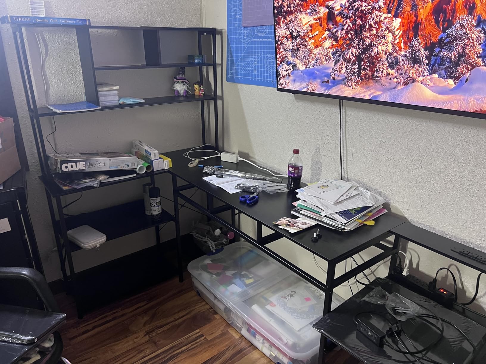 AODK 79 inch L Shaped Desk with 5 Drawers, LED Light & 2 Power Outlets | Reversible Black L Shaped Gaming Desk, Computer Desk with Storage Shelves for Home Office customer photo 2