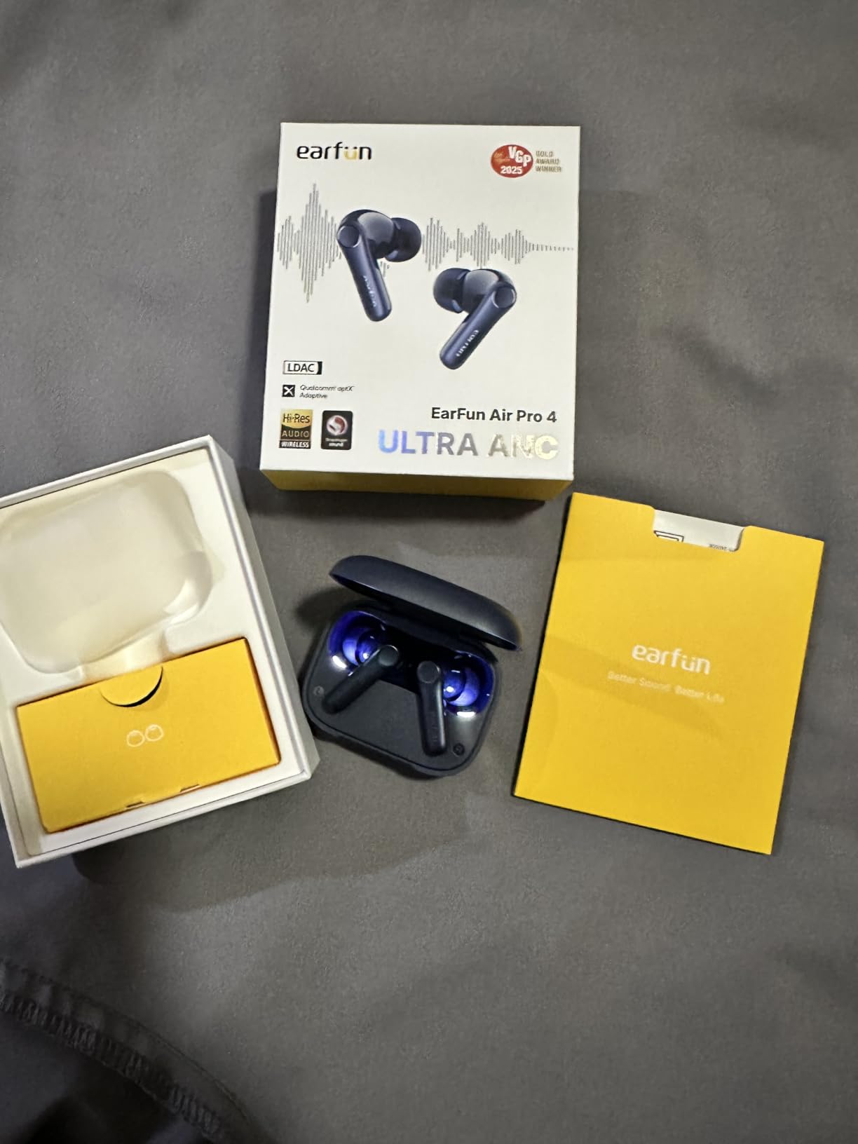 EarFun Air Pro 4 Adaptive Hybrid Noise Canceling Wireless Earbuds, Qualcomm Snapdragon Sound, aptX™ Lossless, 6 Mics AI CVC 8.0 Call, LDAC Hi-Res Audio, 52H Playtime, Bluetooth 5.4, in-Ear Detection customer photo 2