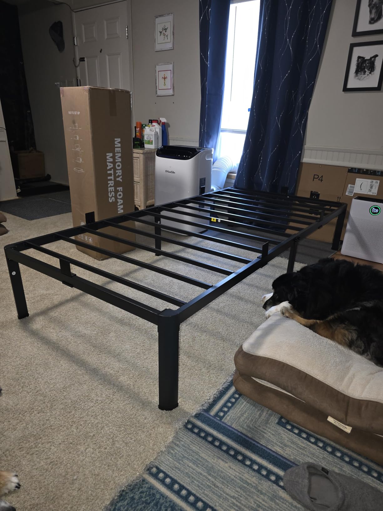 MAF 4 Inch Full Size Metal Platform Bed Frame with Round Corner Legs | Mattress Slide Stopper, 3000 LBS Heavy Duty Steel Slats Support, Noise Free, No Box Spring Needed, Easy Assembly, Anti-Slip customer photo 1