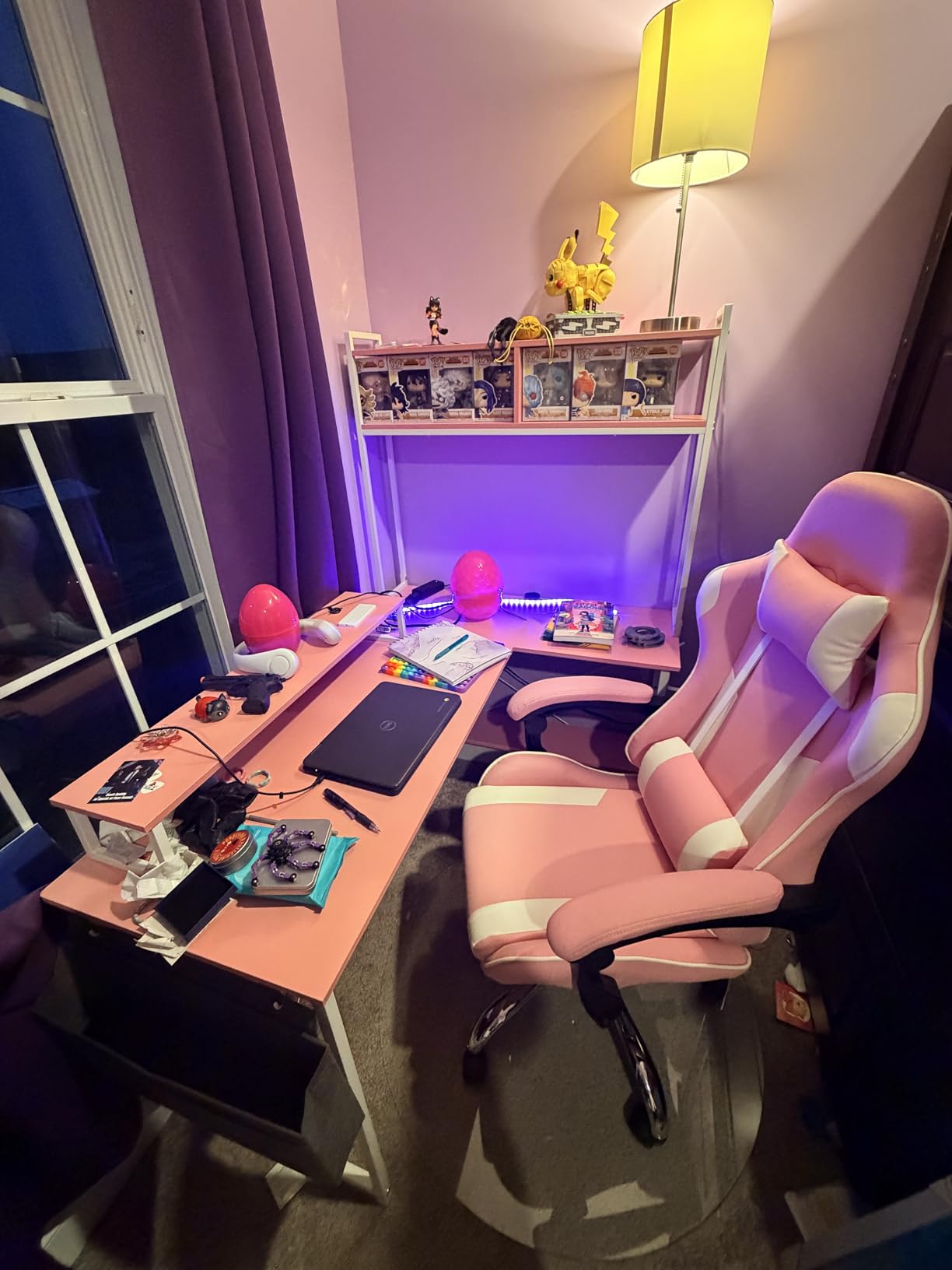 Aheaplus L Shaped Gaming Desk with Power Outlets & LED Lights, Black | Small L-Shaped Desk Computer Corner Desk with Monitor Stand & Shelf, Home Office Desk Writing Desk with Storage Bag & Hooks customer photo 1