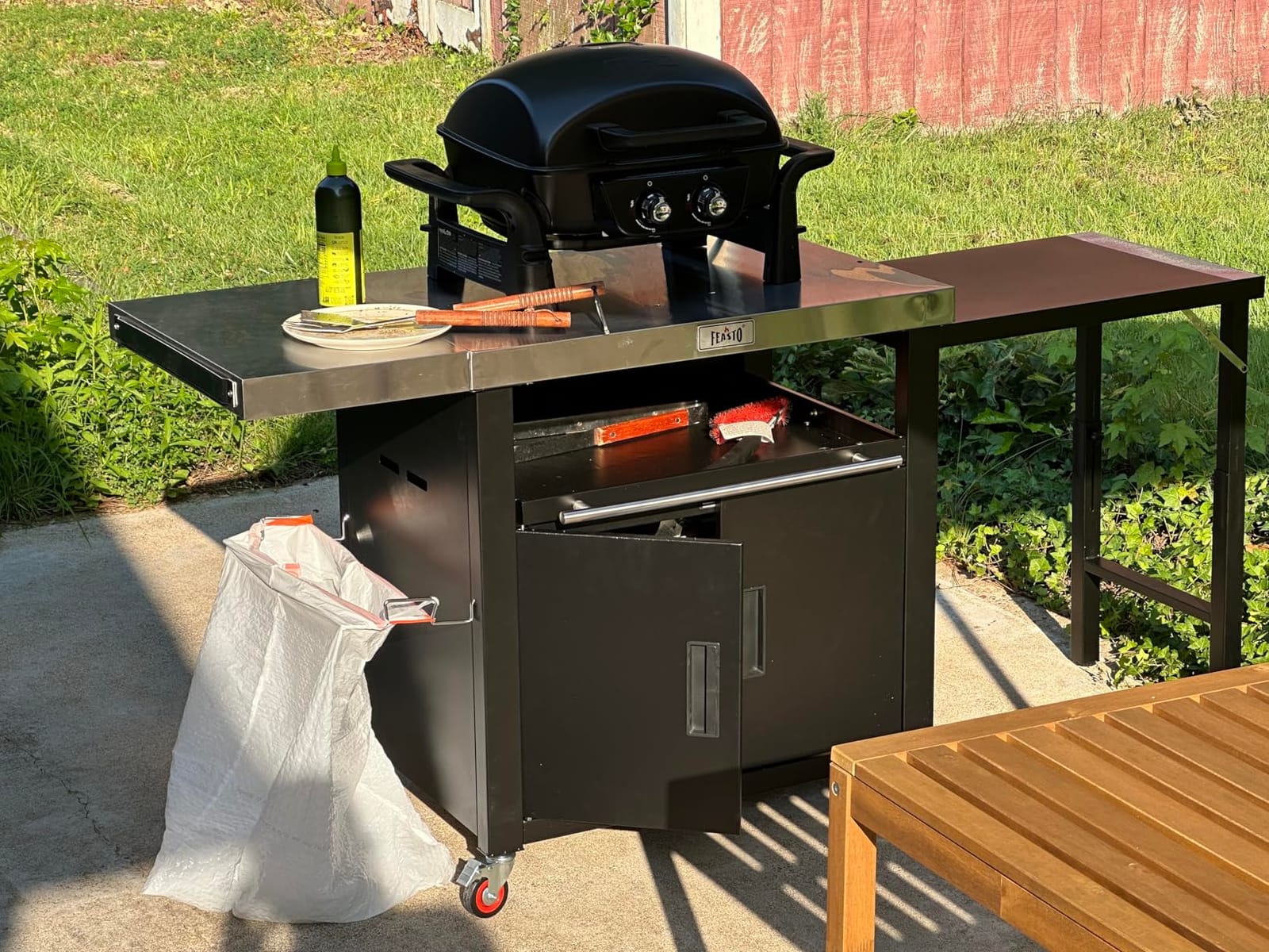 Feasto Outdoor Kitchen Island with Cabinet, 74” x 26” Rolling Grill Table customer photo 1