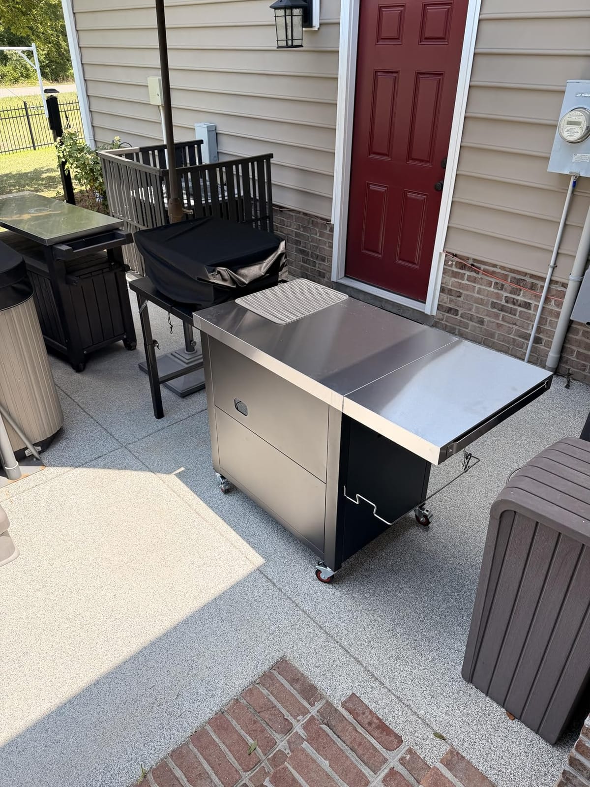 Feasto Outdoor Kitchen Island with Cabinet, 74” x 26” Rolling Grill Table customer photo 2