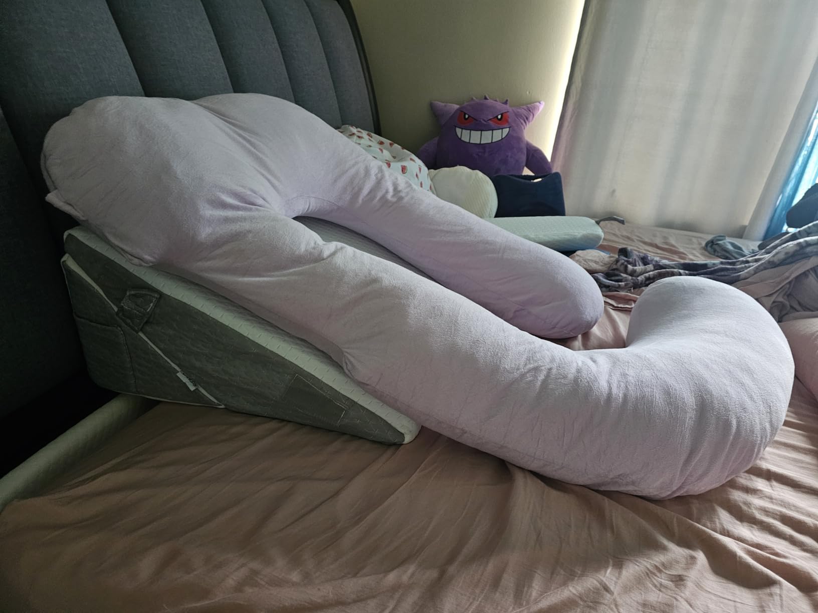 Ruqmuis Wedge Pillow Set for After Surgery, 3PCS Adjustable 9&12 Inch Bed Wedge Pillow for Sleeping, Incline Pillow Wedge for Headboard, Post Surgery, Acid Reflux, Neck&Back Support, White/Grey customer photo 1