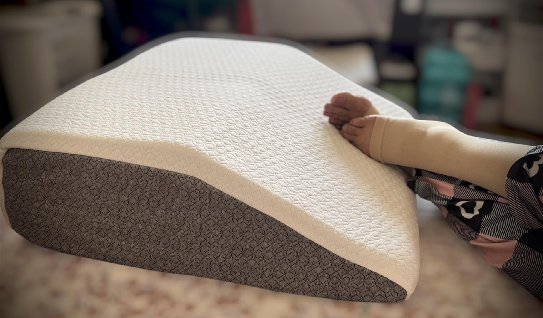 Nordjager Wedge Pillow for Sleeping, 24 x 24 x 10 Inch Bed Wedge | 40D Memory Foam Top Layer with Supportive Foam Base; Ergonomic Incline Supports Back, Legs and Comfortable Sleep. customer photo 1