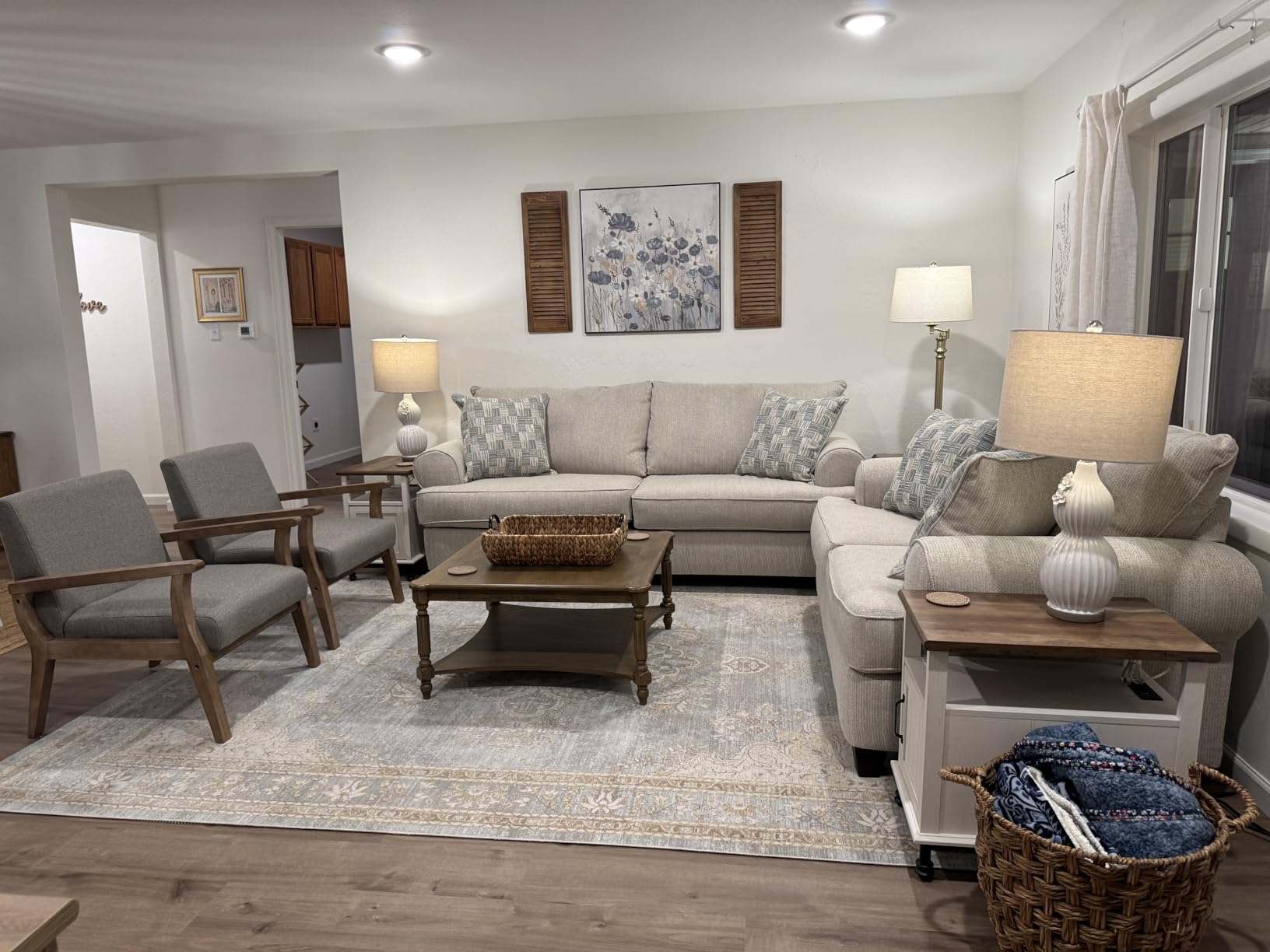 BESTANO Accent Chair Mid Century Modern Armchair, Linen Upholstered Living Room Accent Armchair with Wood Frame, Farmhouse Chair Indoor Corner Chair for Living Room Bedroom, Ivory customer photo 1