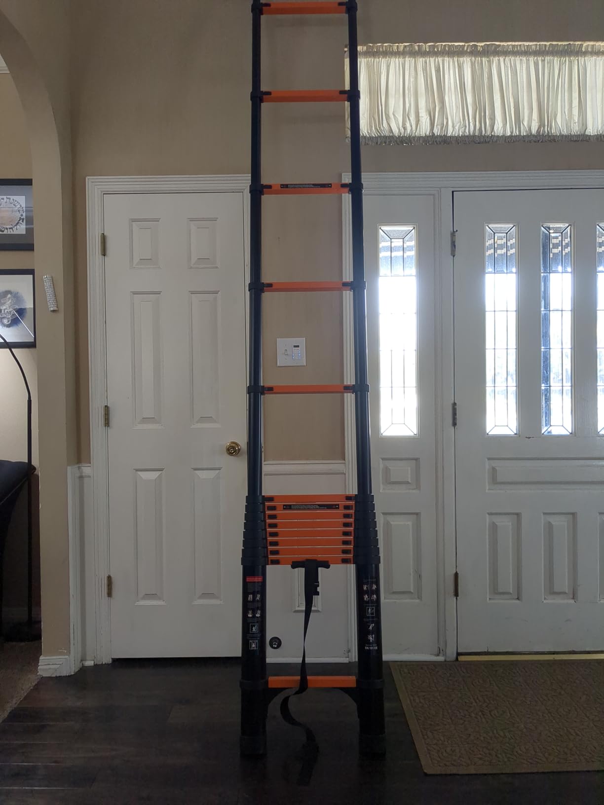 SINMEIRUN Telescoping Ladder, 14.5 FT, 330 lbs Capacity; Orange customer photo 1
