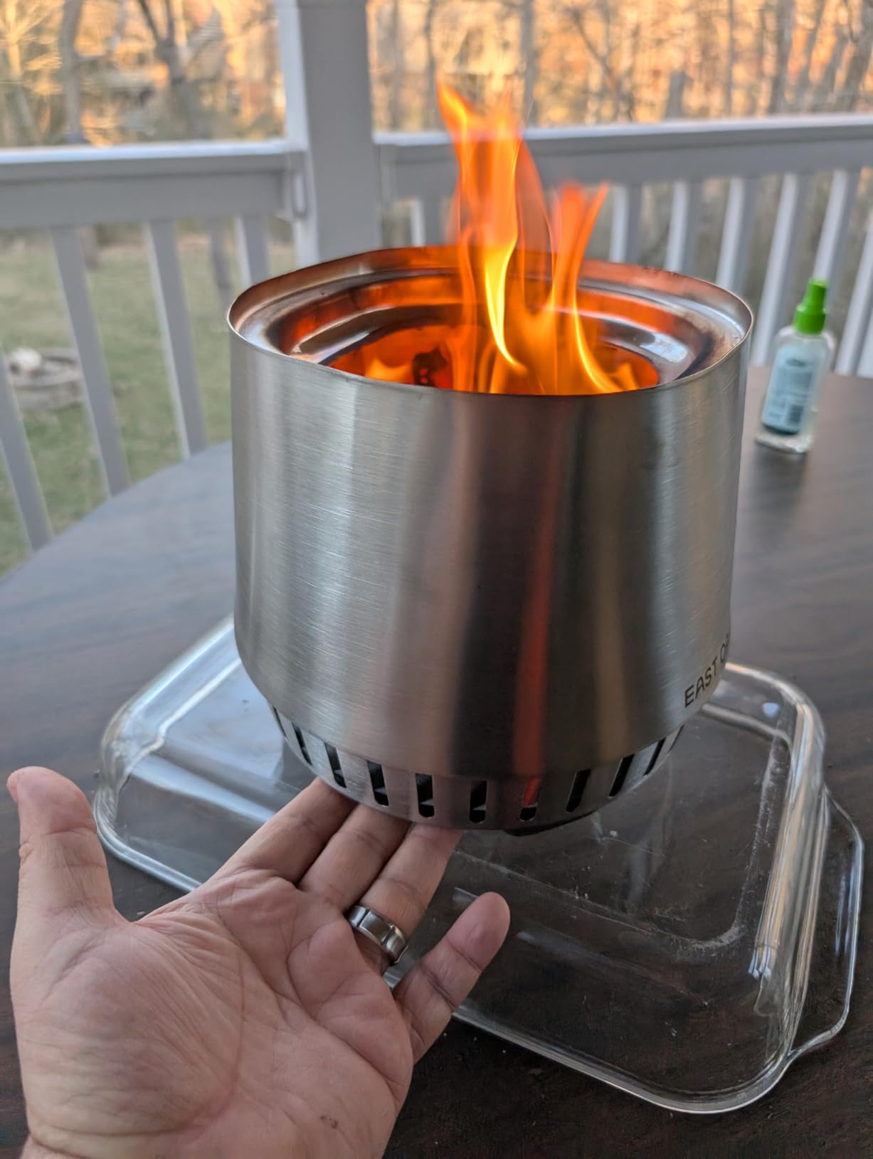 East Oak Fuoco 21 Inch Smokeless Fire Pit, Outdoor Wood Burning Bonfire Firepit with Stand, Removable Ash Pan | Portable Stainless Steel Fireplace with Carrying Bag for Outside, Patio & Backyard customer photo 2